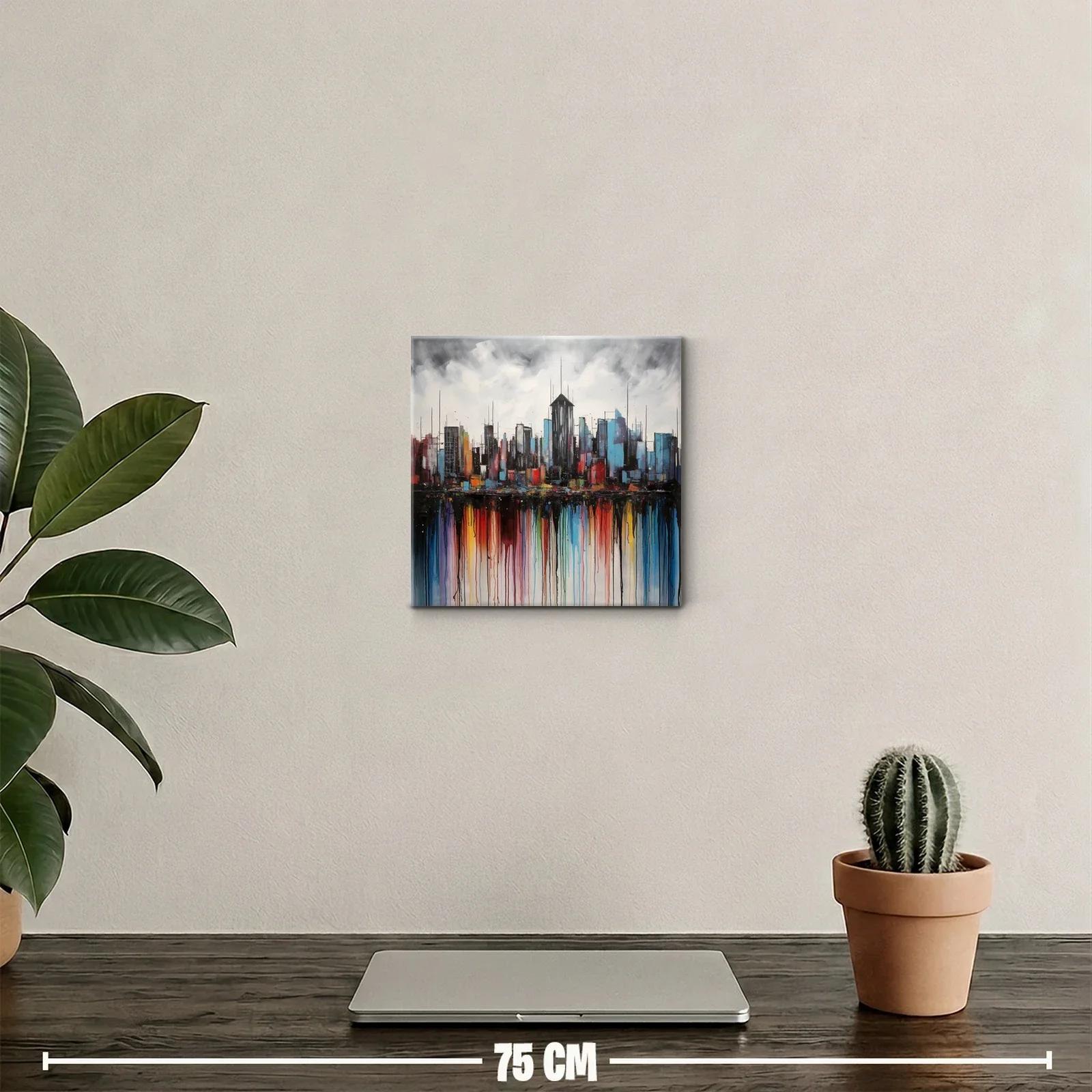 Cuadro decorativo ciudad moderna con reflejos coloridos — miniatura 2