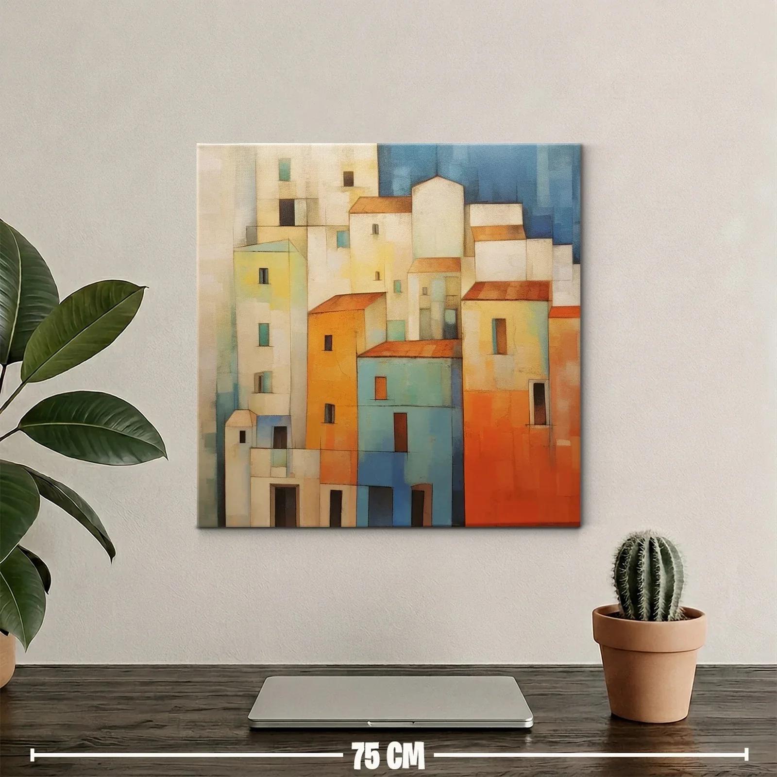 Composición urbana en tonos cálidos y azules vibrantes — miniatura 2