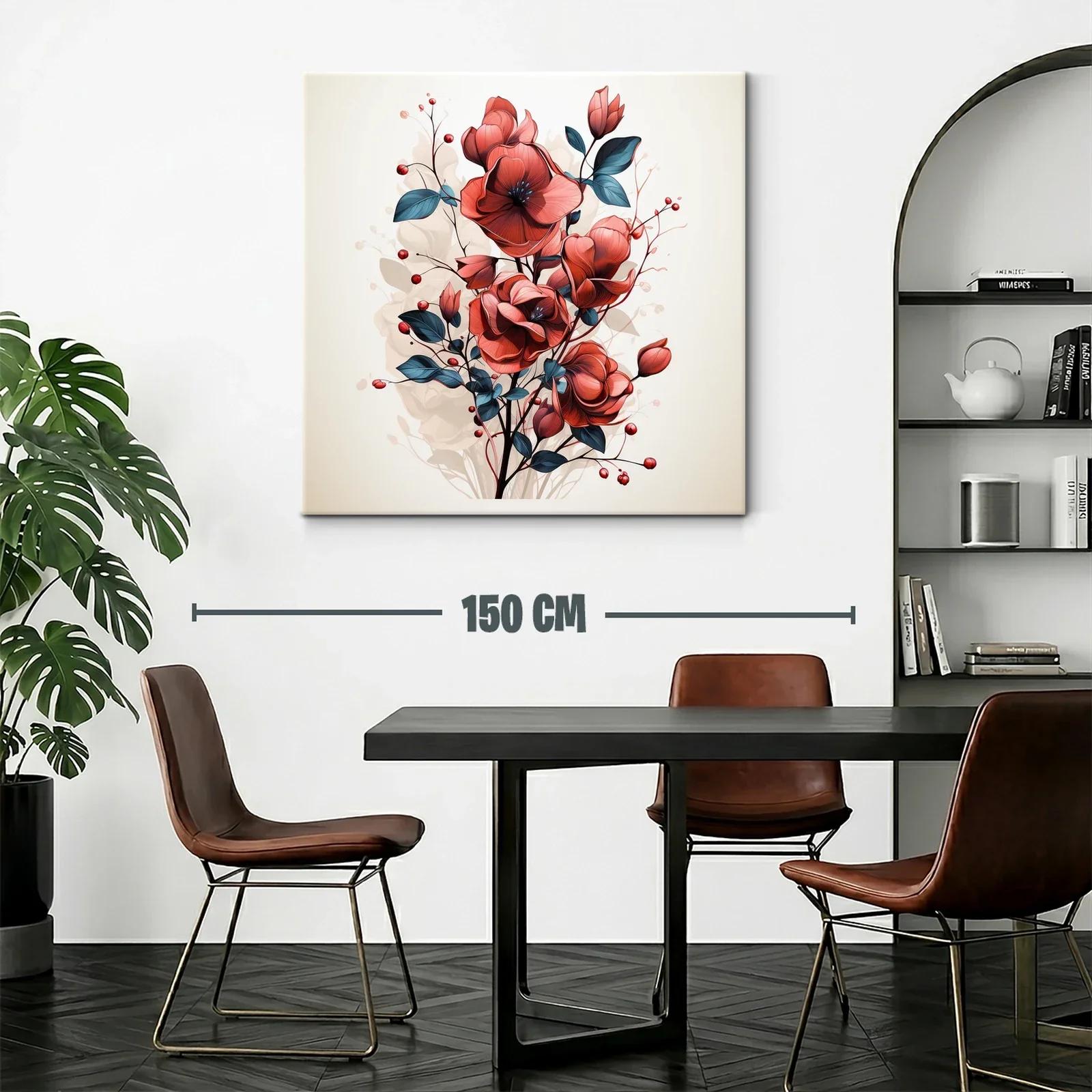 Elegante composición floral en tonos rojos y azules oscuros — miniatura 2