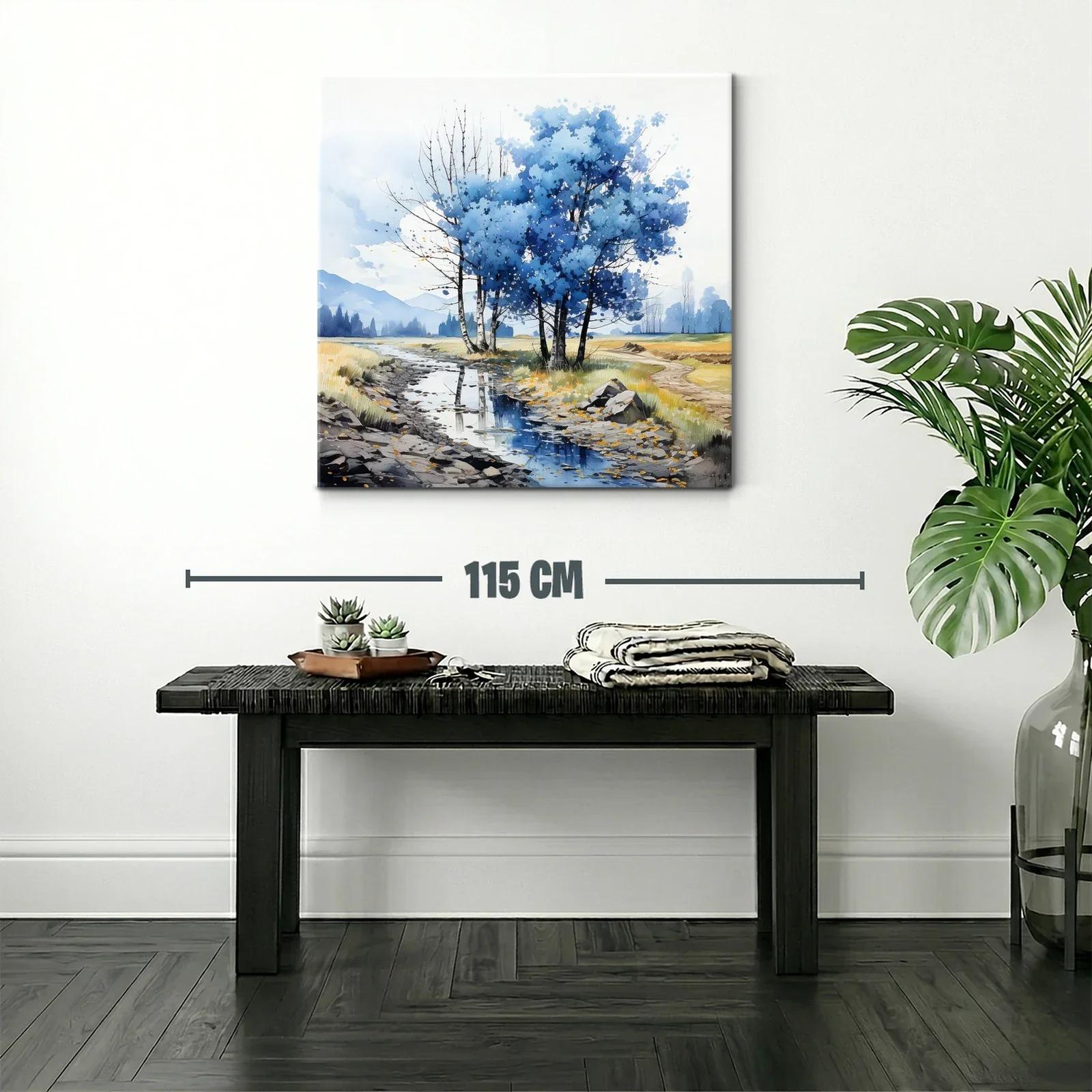 Paisaje sereno con árboles azules junto al riachuelo — miniatura 2