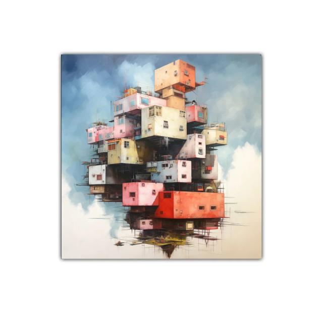 Composición Arquitectónica en Colores Pasteles y Cálidos