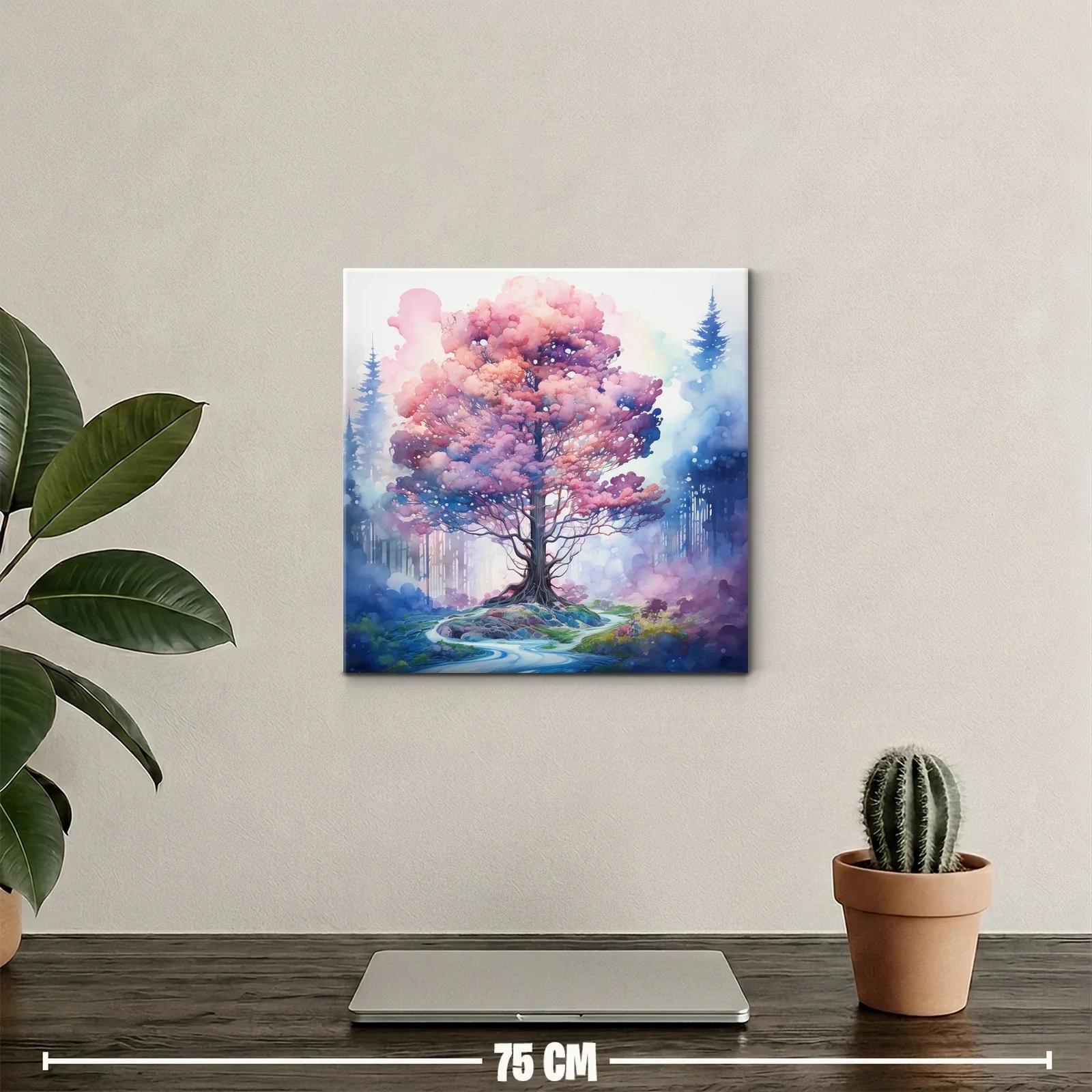 Árbol mágico con follaje rosa y ambiente de ensueño — miniatura 2