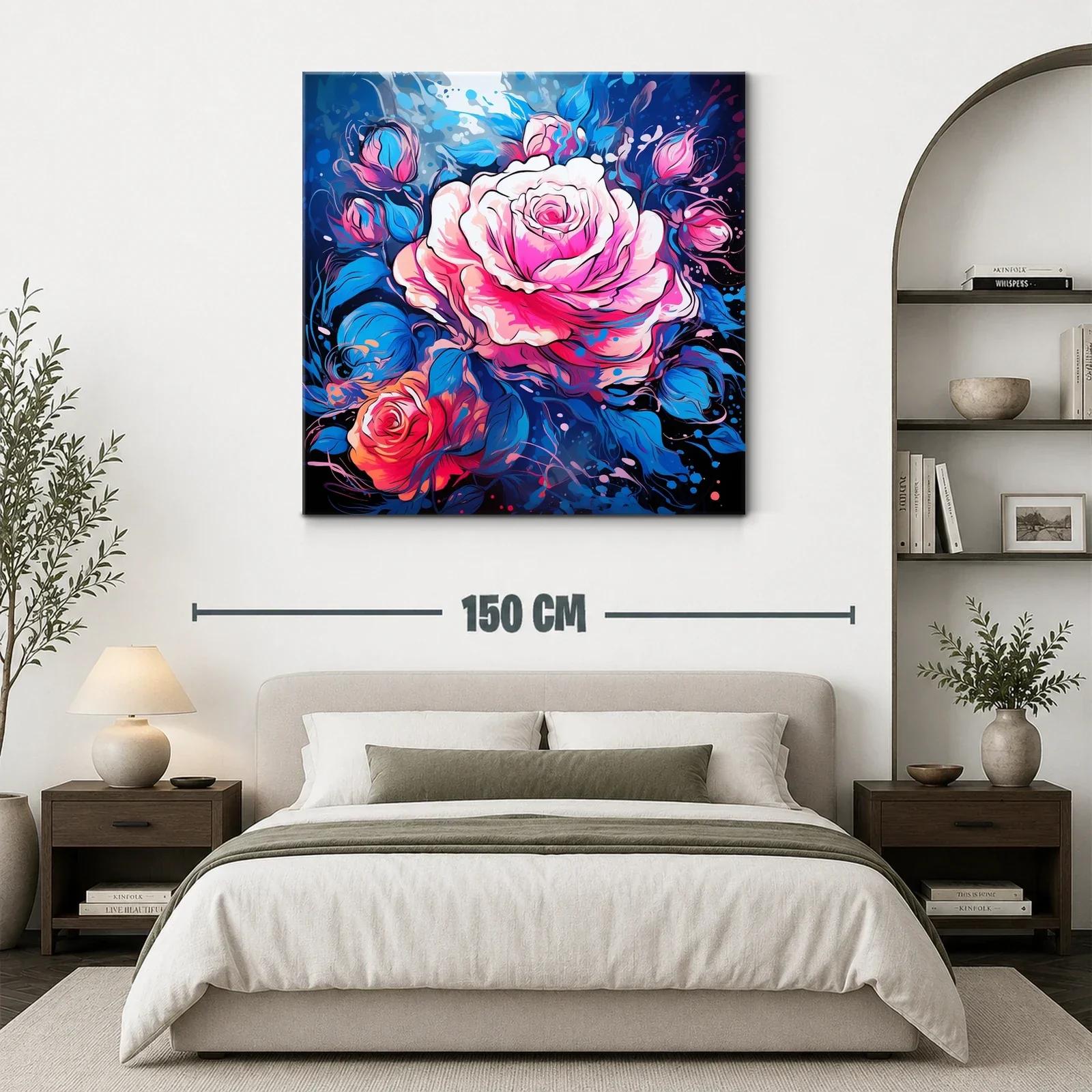 Rosas vibrantes con contrastes de azul intenso y rosa — miniatura 3