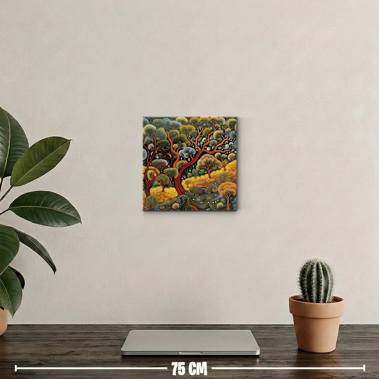 Cuadro con paisaje natural y árboles coloridos vibrantes — miniatura 2