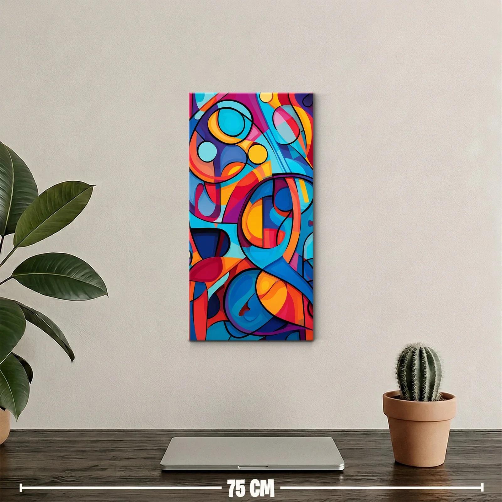 Cuadro abstracto de círculos y lazos con contornos oscuros — miniatura 2