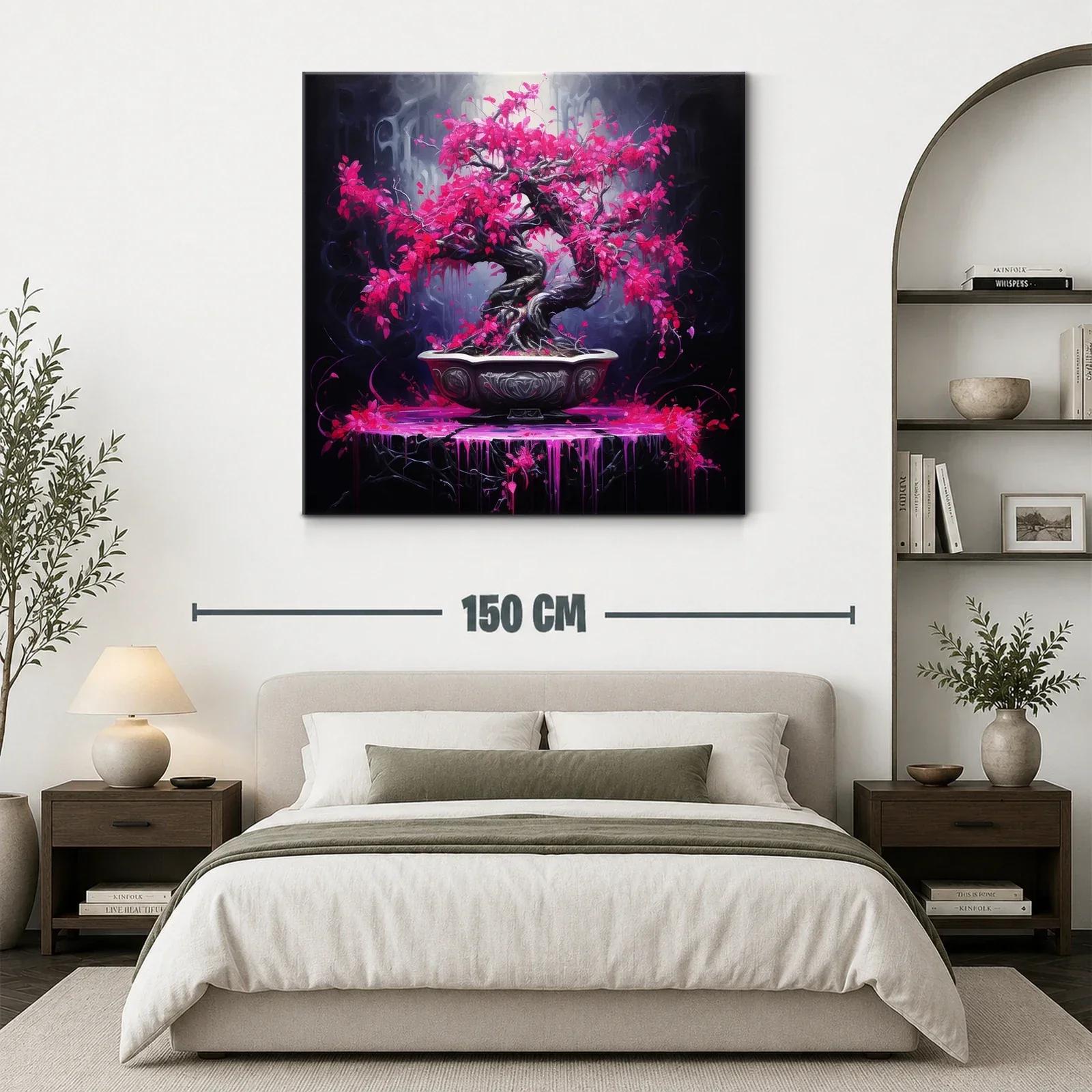 Bonsái vibrante con hojas fucsias en contraste oscuro — miniatura 3