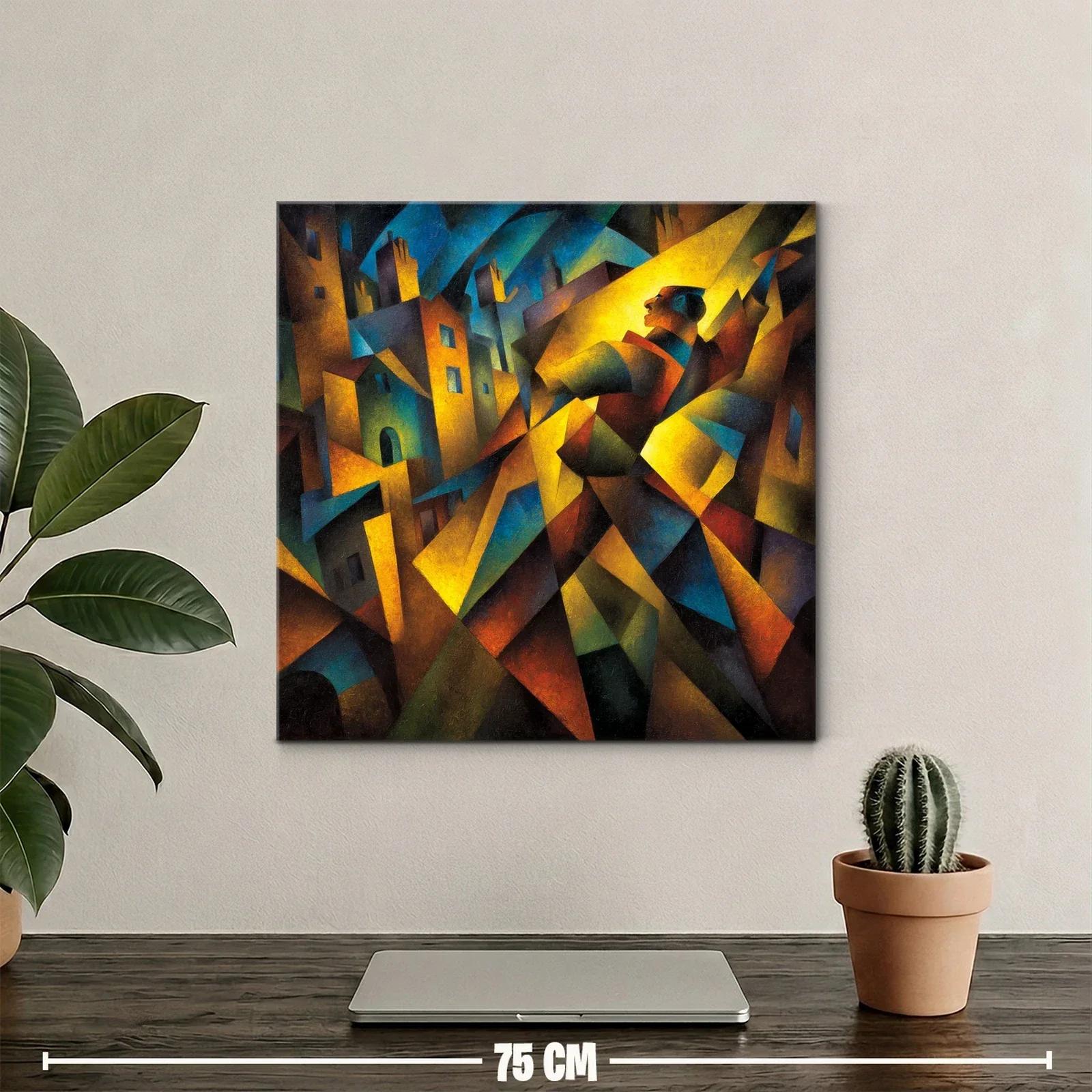 Composición geométrica vibrante con figura humana y luces — miniatura 2