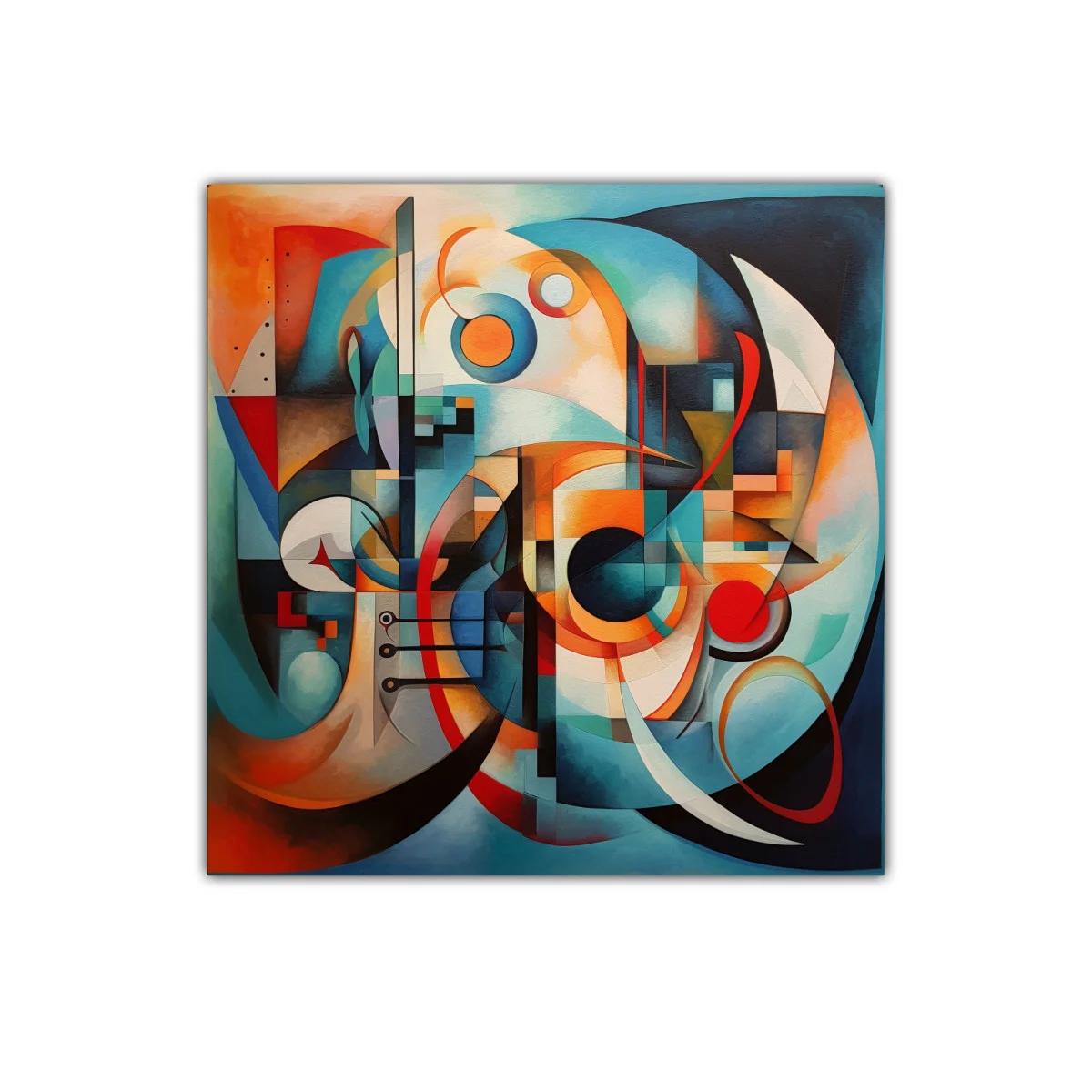 Composición abstracta con formas geométricas y colores vibrantes