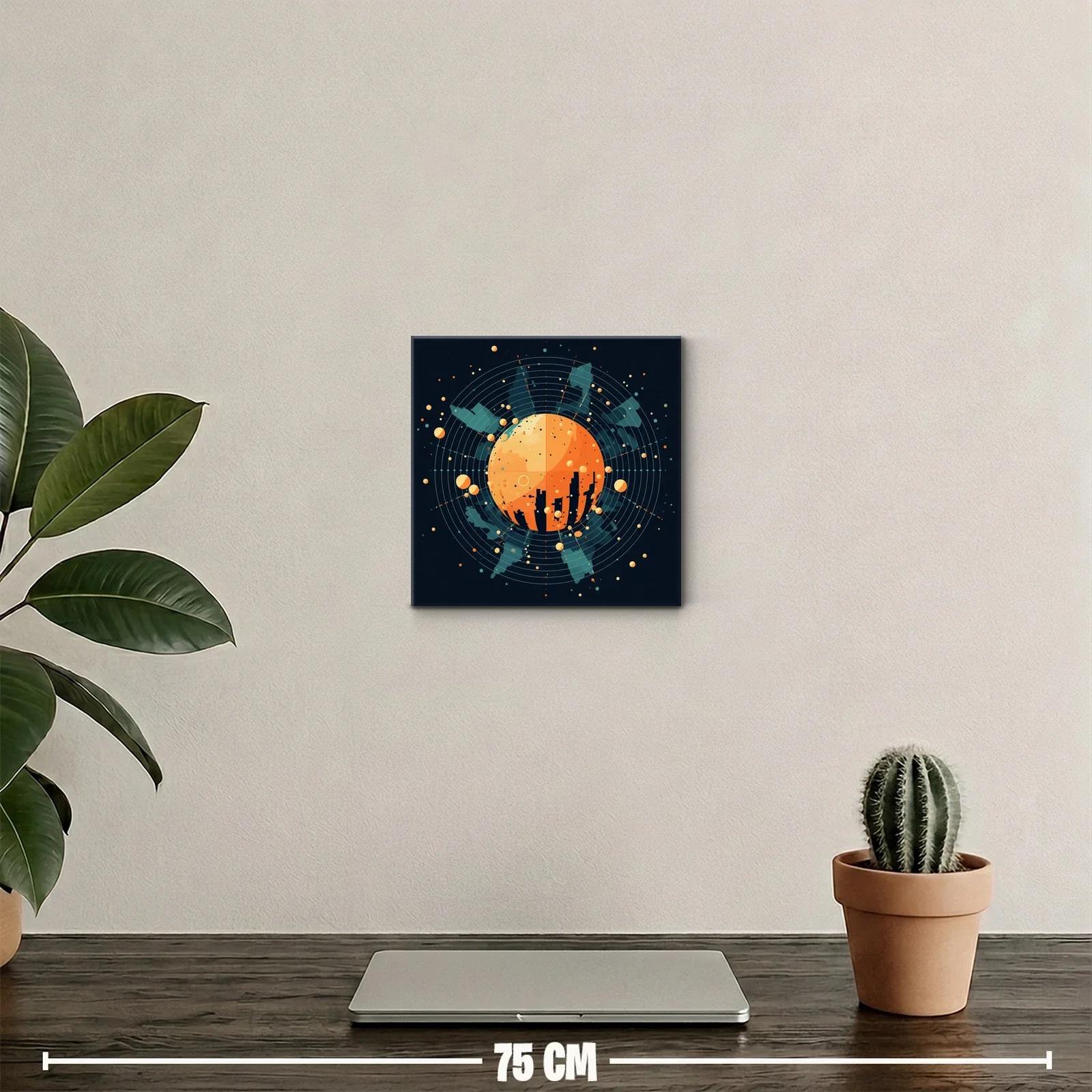 Cuadro decorativo esfera naranja en fondo oscuro — miniatura 2