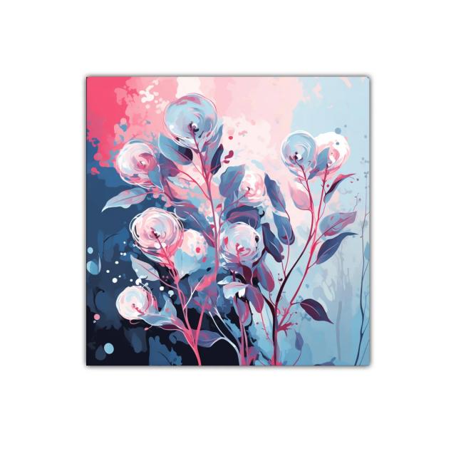 Cuadro decorativo con flores abstractas y tonos pastel