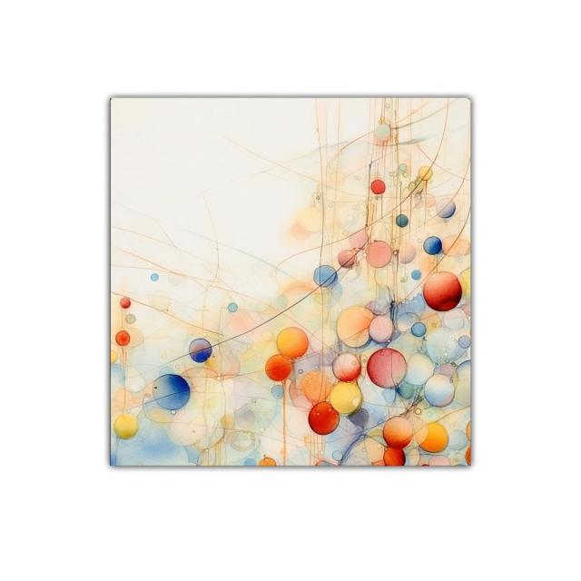 Composición abstracta de esferas en tonos cálidos y fríos