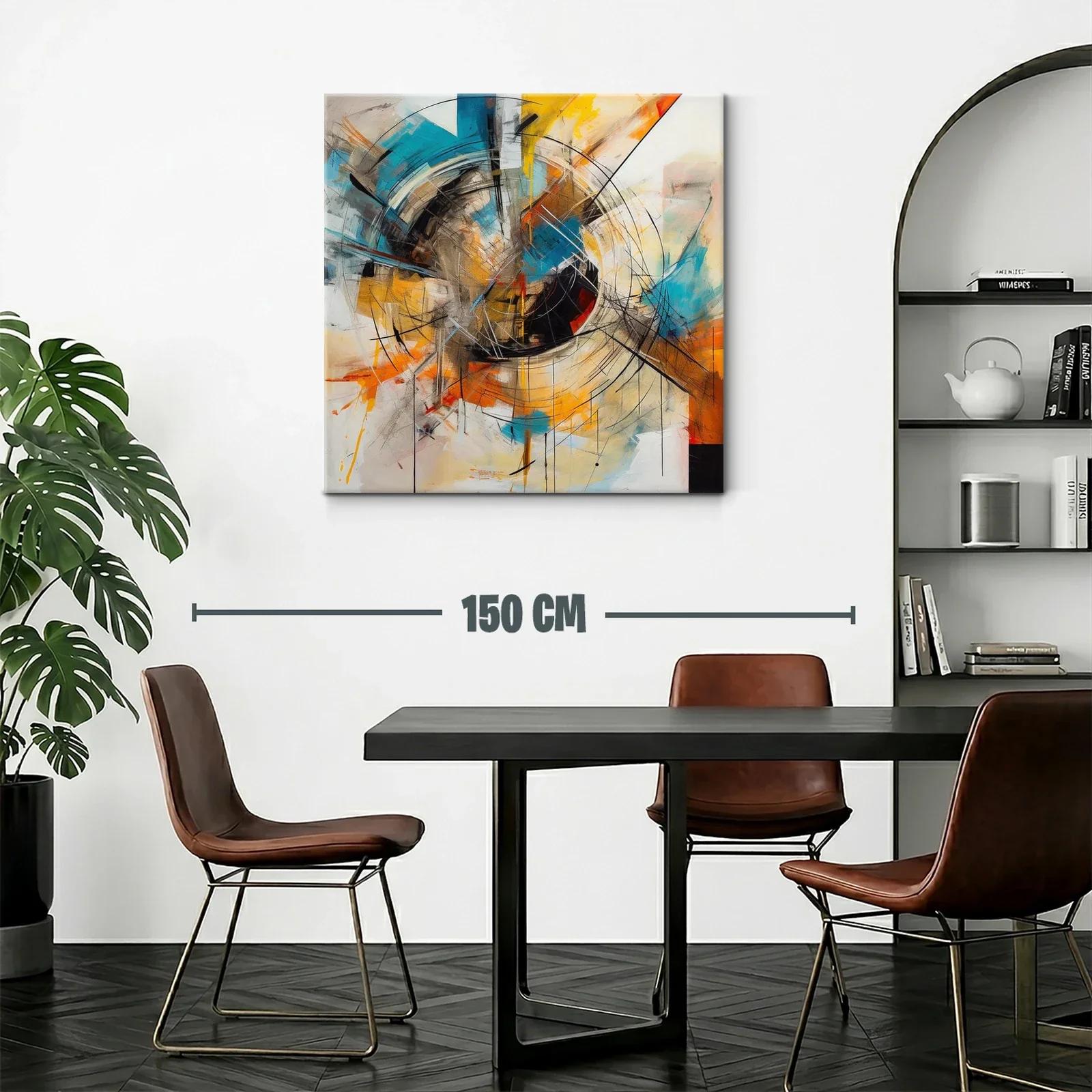 Cuadro abstracto con formas circulares y tonos vibrantes — miniatura 2