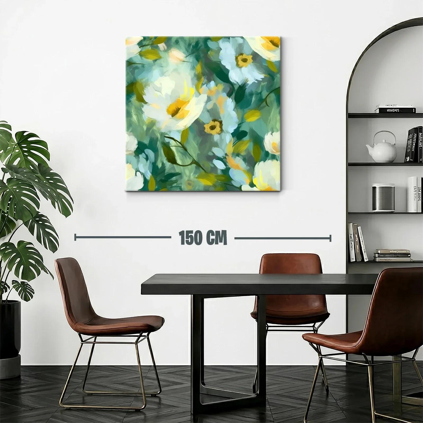 Cuadro floral con tonos verdes y amarillos vibrantes — miniatura 2