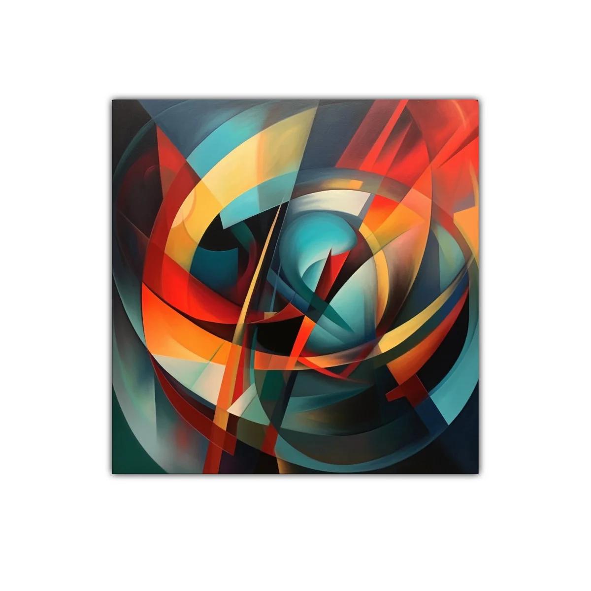 Composición abstracta vibrante con tonos cálidos y fríos
