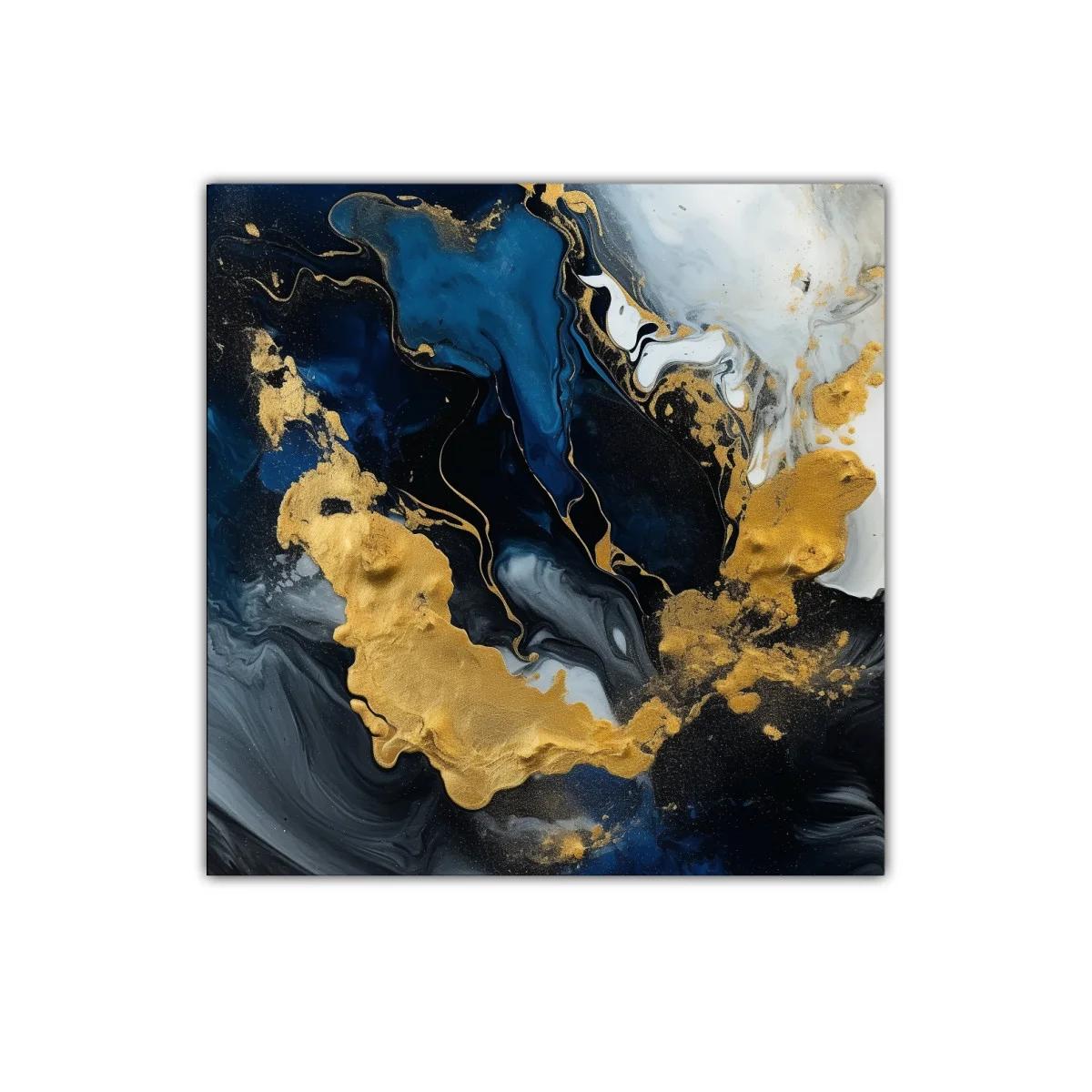 Composición abstracta en tonos azul y dorado brillante — imagen principal