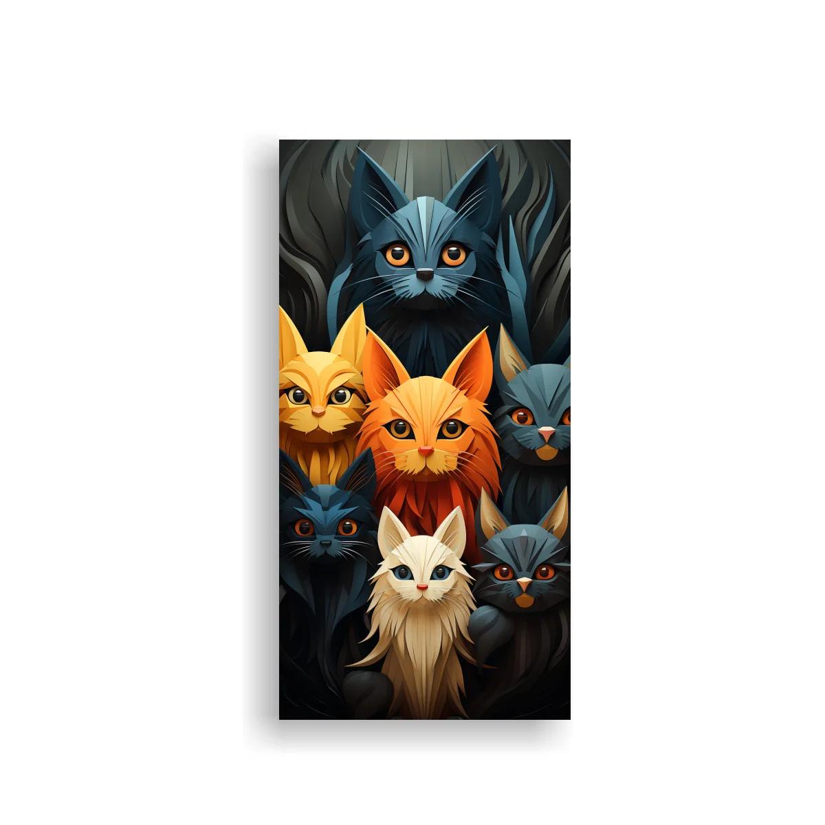 Cuadro grupo de gatos con ojos brillantes
