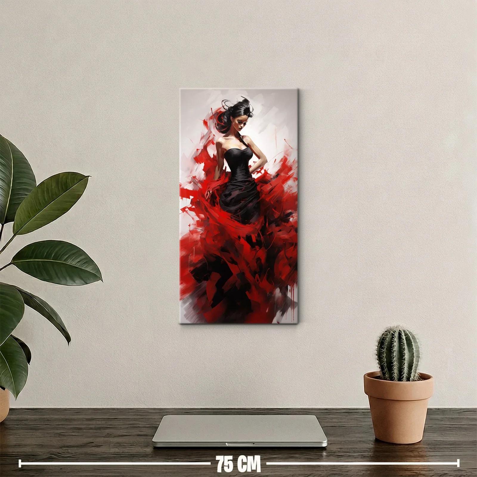 Cuadro bailarina de flamenco con volantes rojos — miniatura 2