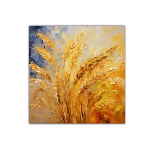 Cuadro decorativo de espigas doradas vibrantes y luminosas