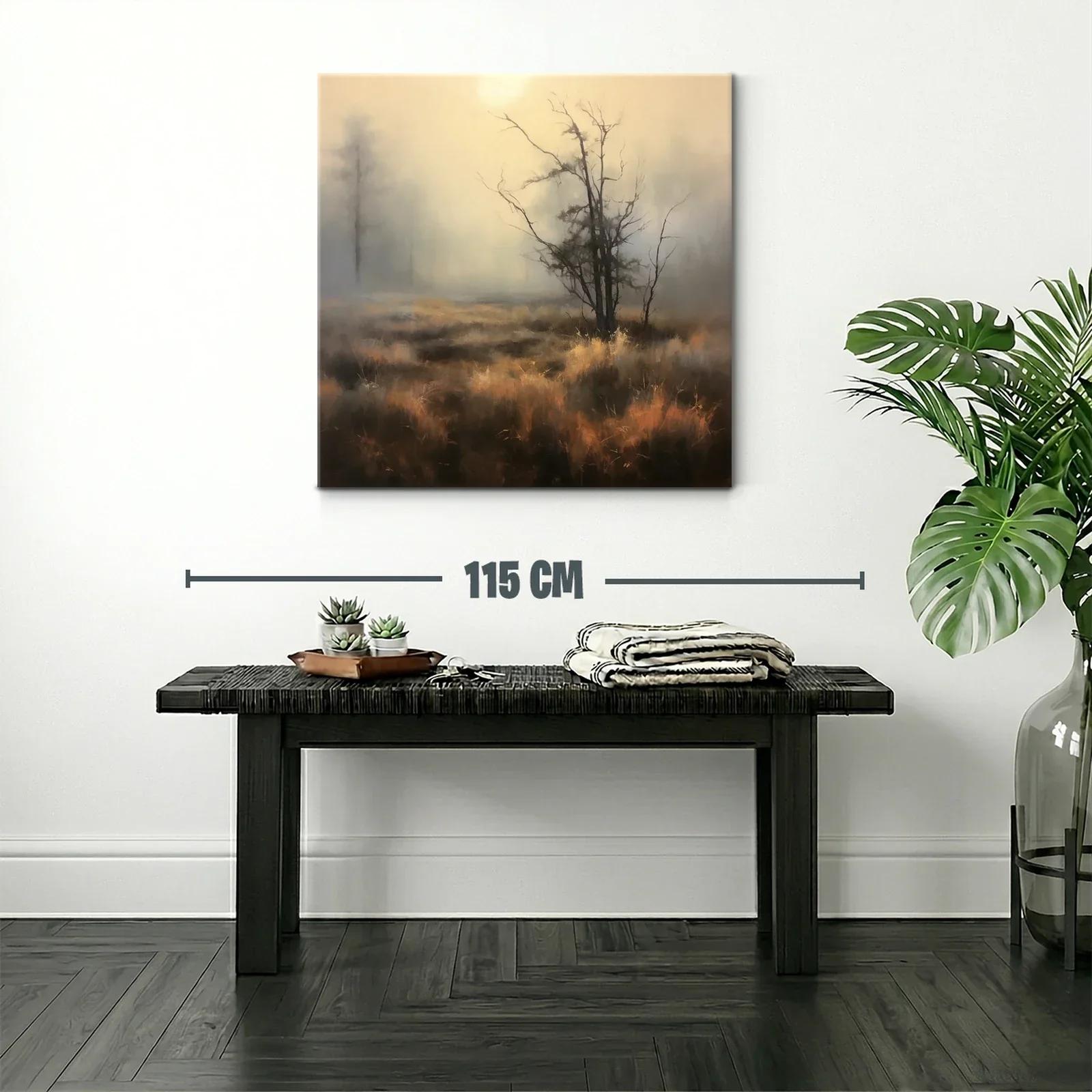 Paisaje brumoso con árbol solitario y tonos cálidos — miniatura 2