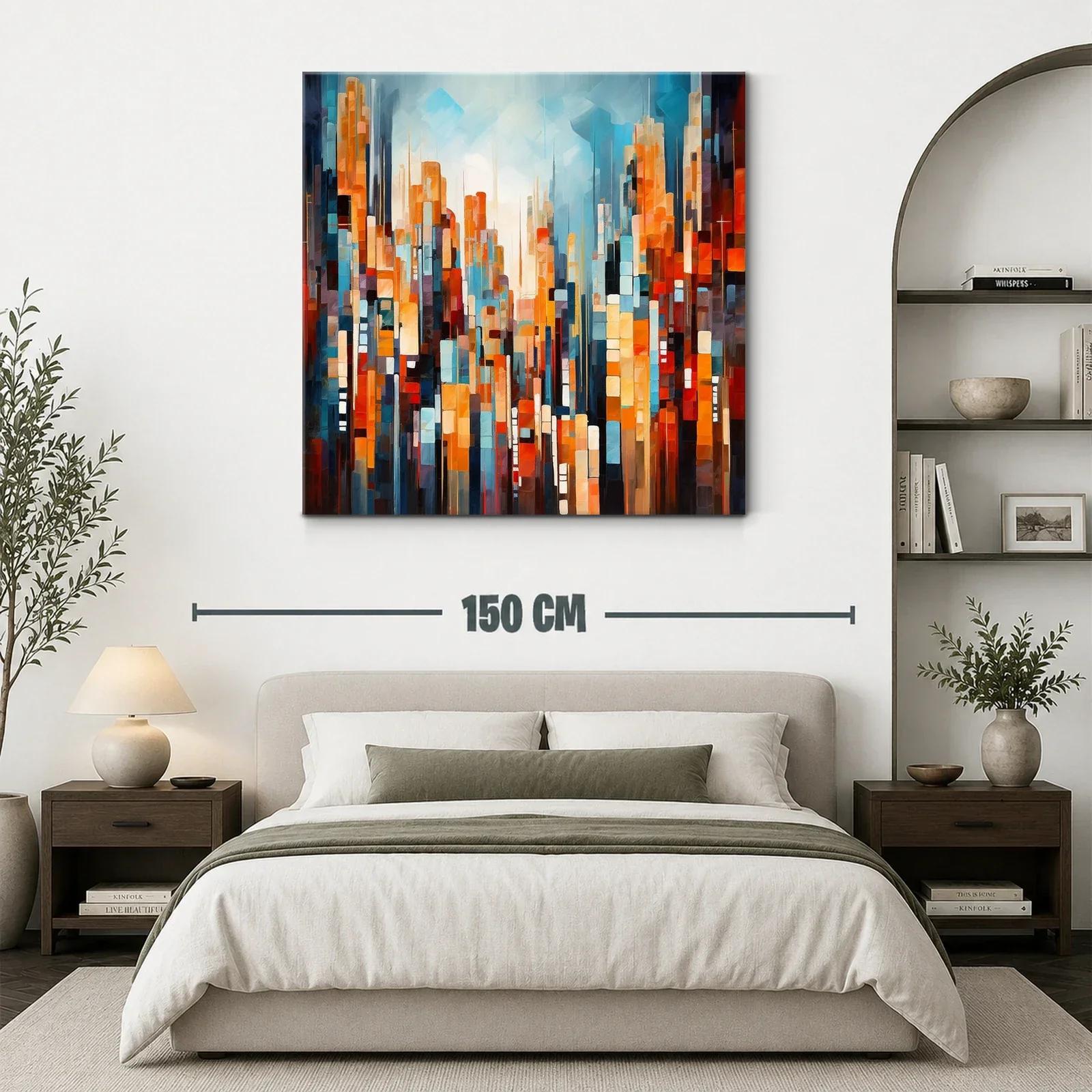 Abstracto vibrante de ciudad con tonos cálidos y fríos — miniatura 3
