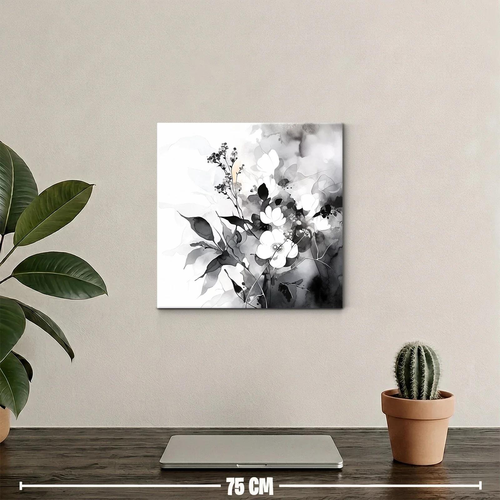Arte floral en tonos suaves en blanco y negro — miniatura 2