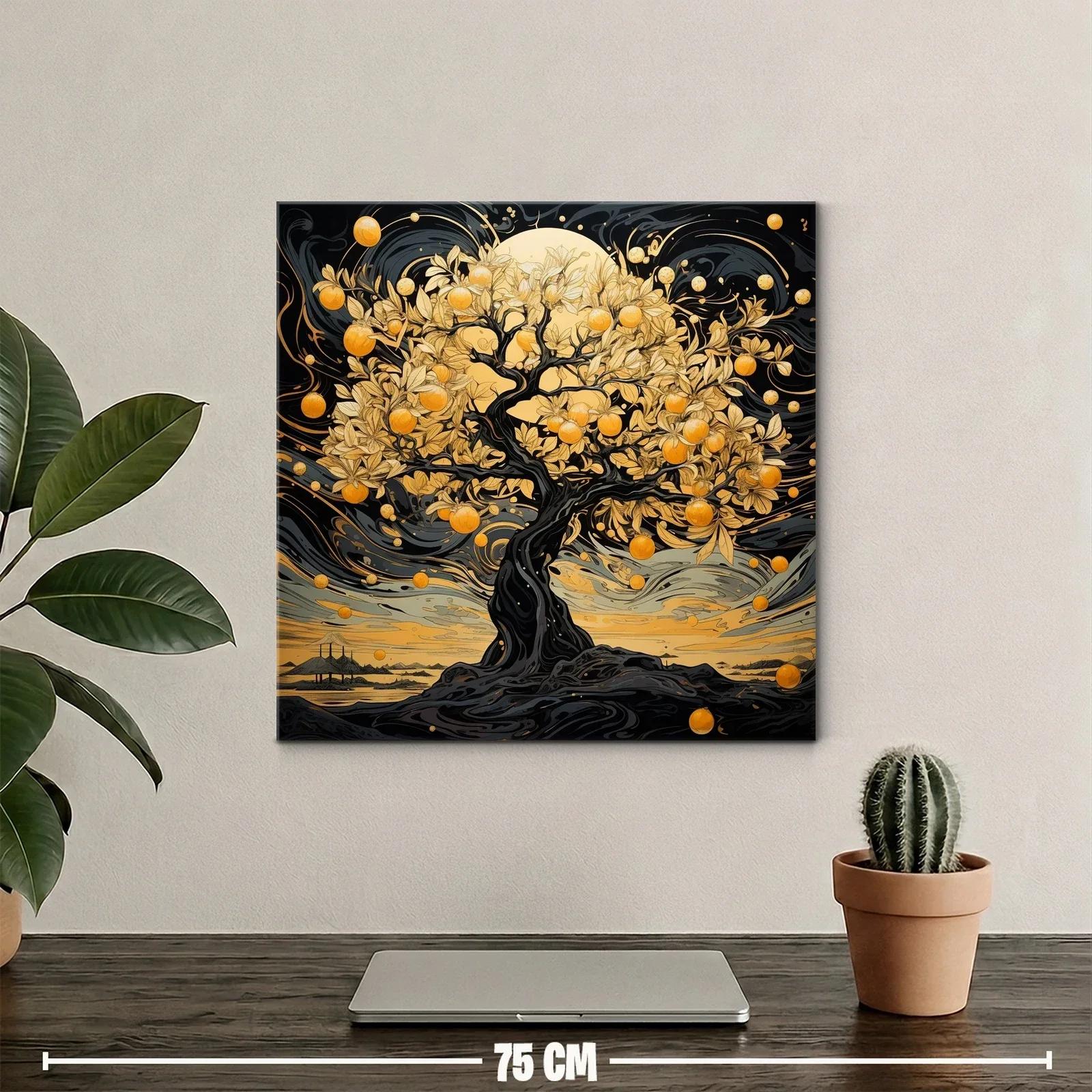 Árbol dorado brillante con frutos en paisaje onírico — miniatura 2