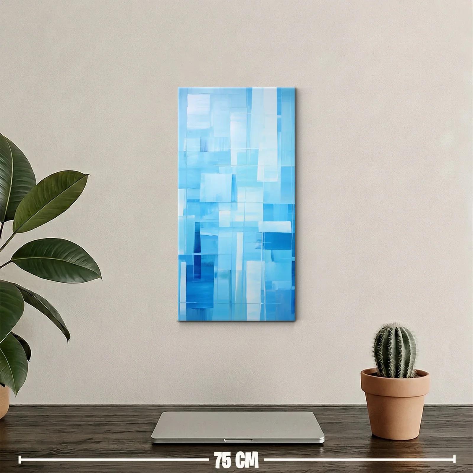 Cuadro geométrico de rectángulos translúcidos en azul — miniatura 2