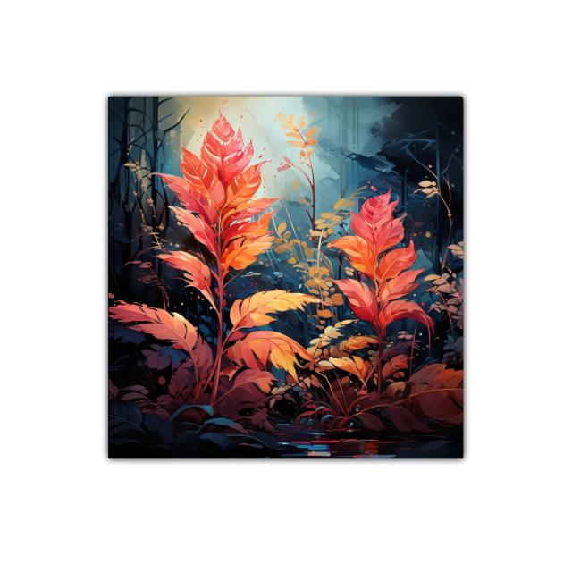 Hojas vibrantes en bosque iluminado