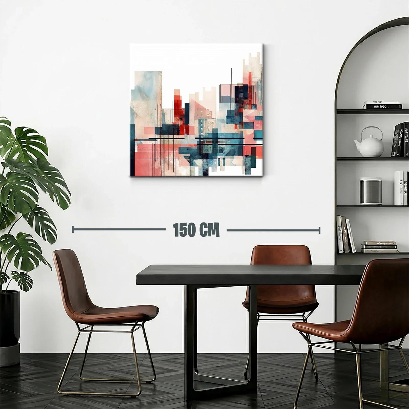 Composición abstracta urbana con tonos cálidos y fríos — miniatura 2