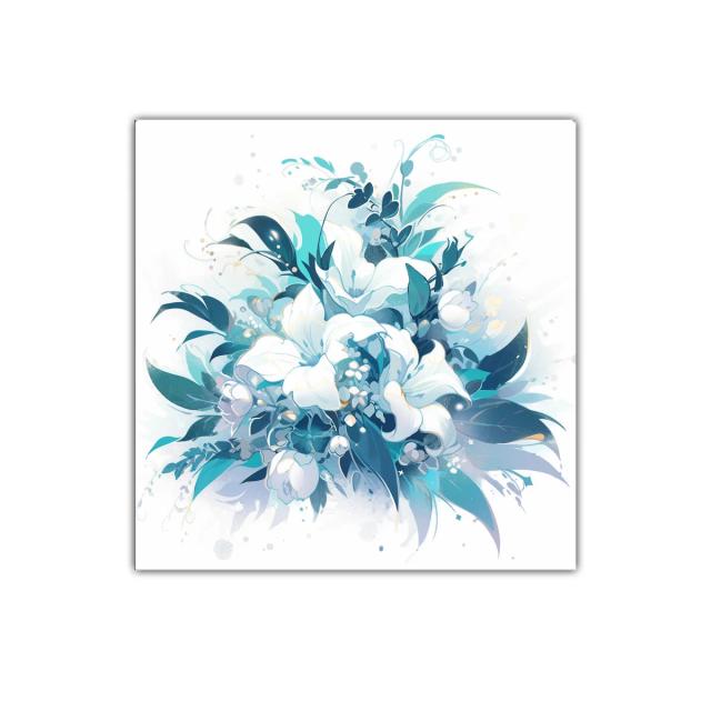 Ramo de flores blancas con tonos azulados delicados