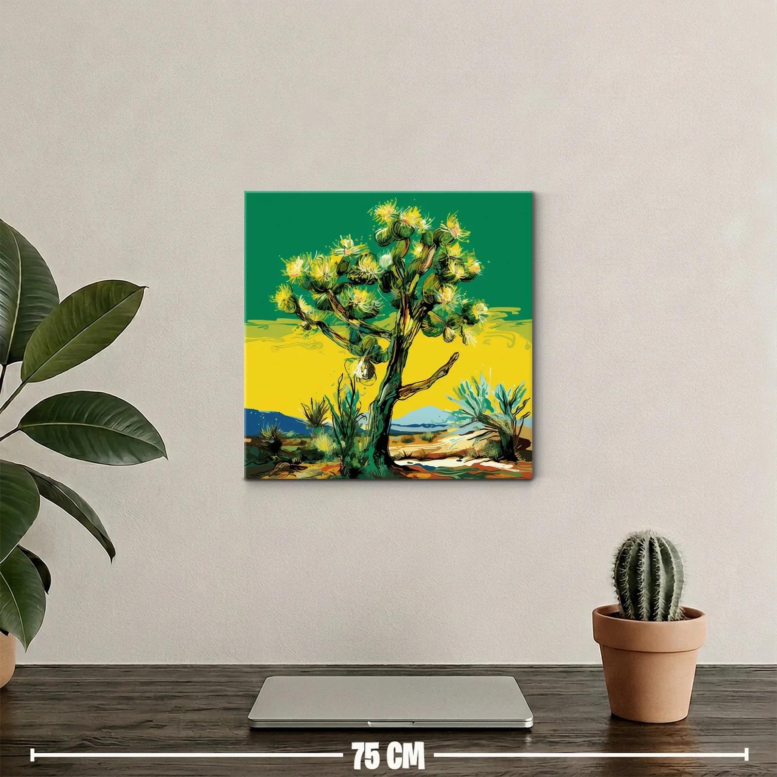 Árbol vibrante con flores amarillas en paisaje desértico — miniatura 2