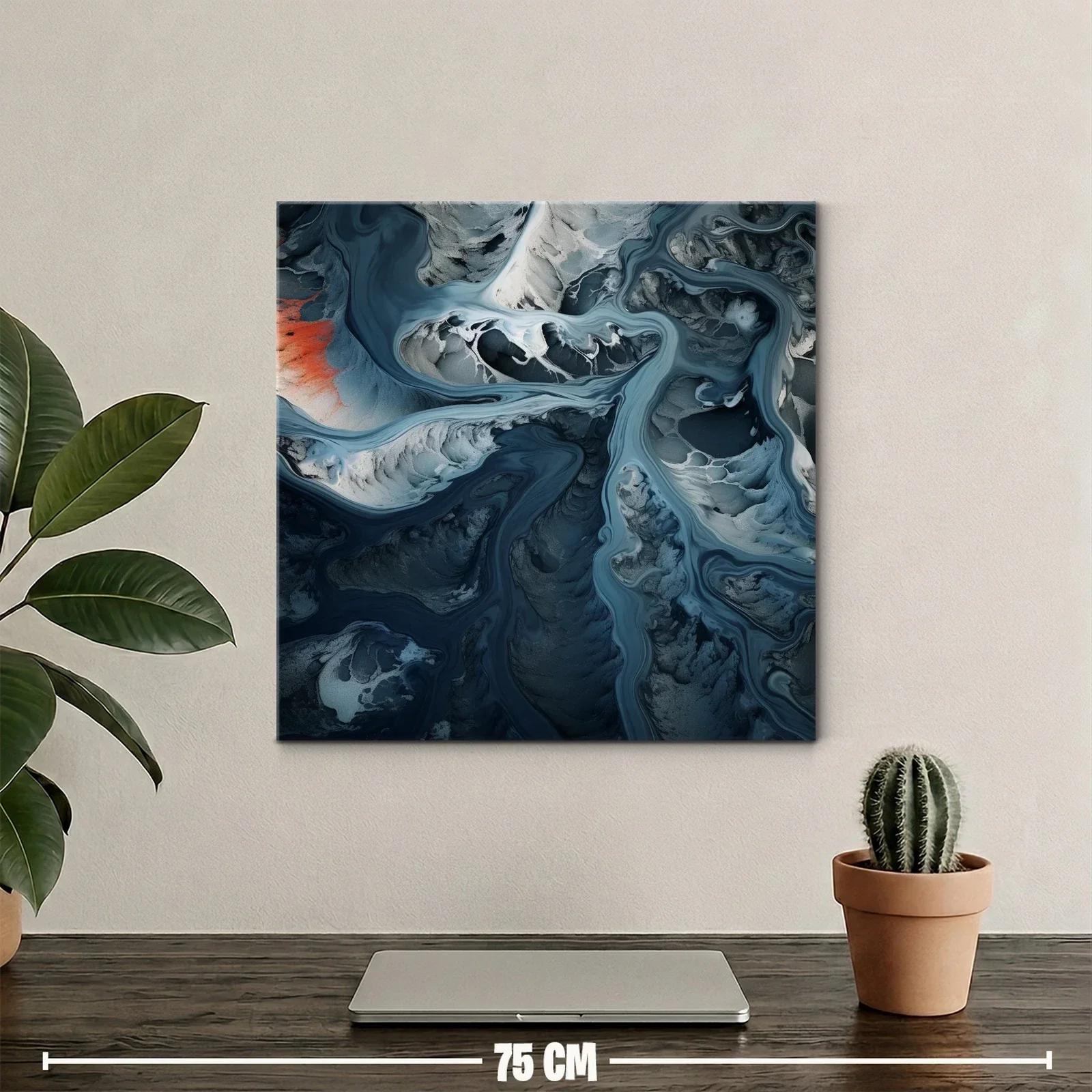 Composición abstracta en tonos azules y grises con acento rojo — miniatura 2