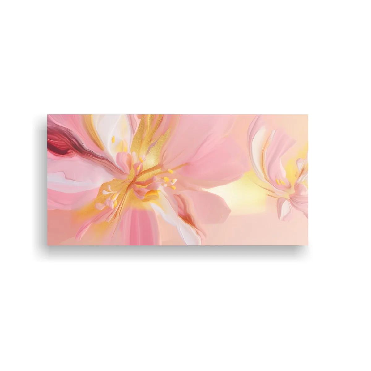 Cuadro flor rosa abstracta con segunda flor difusa