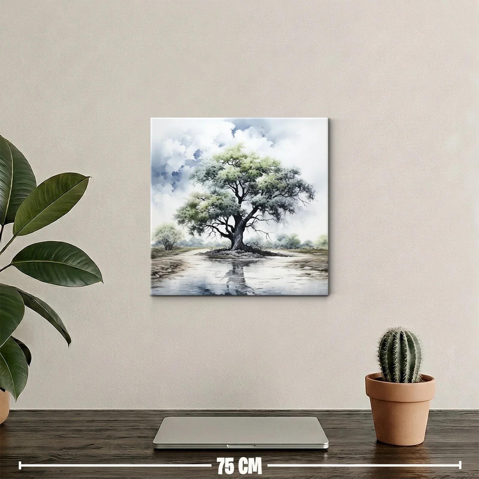 Árbol solitario con reflejo en aguas tranquilas — miniatura 2