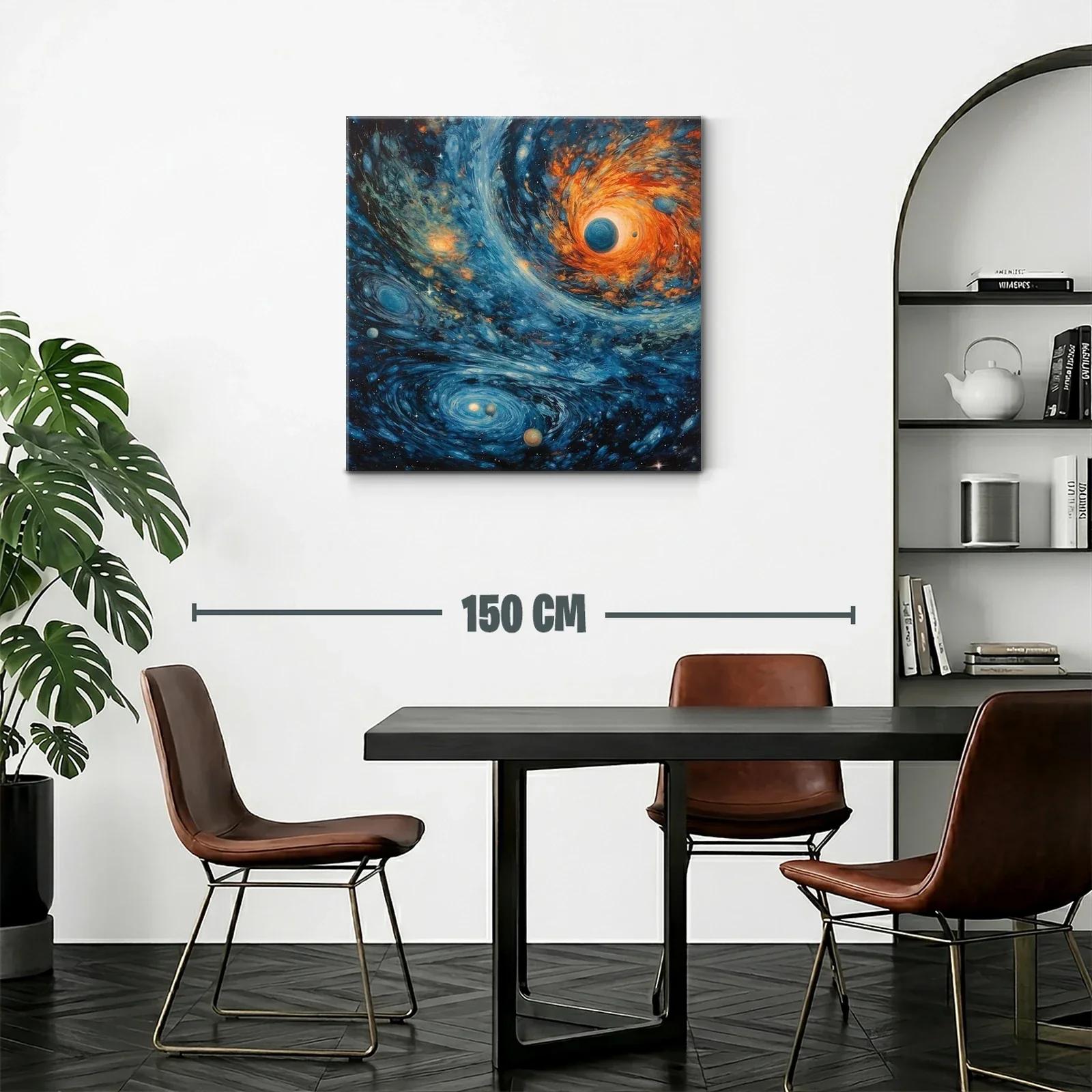 Cuadro Cósmico con Galaxias y Planetas en Movimiento — miniatura 2