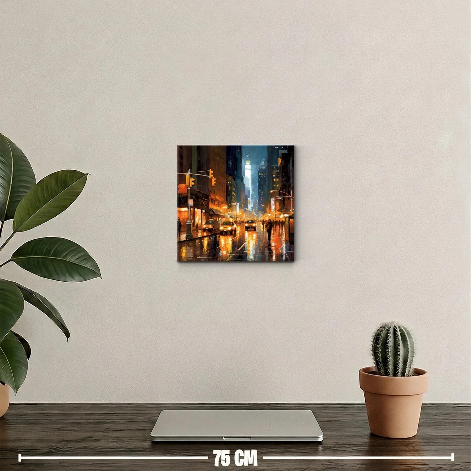 Atardecer vibrante en ciudad reflejada en lluvia urbana — miniatura 2