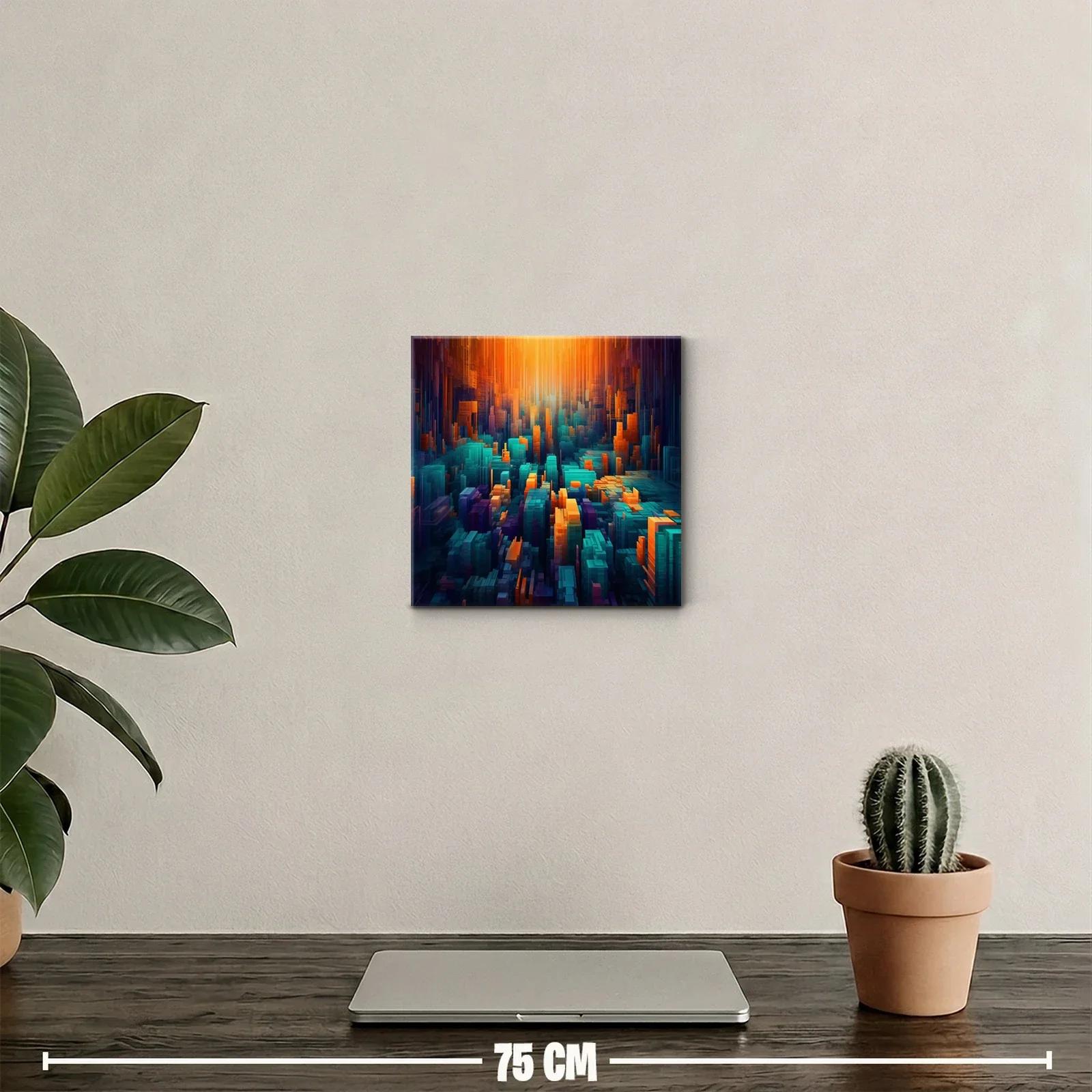 Composición abstracta en tonos cálidos y fríos vibrantes — miniatura 2
