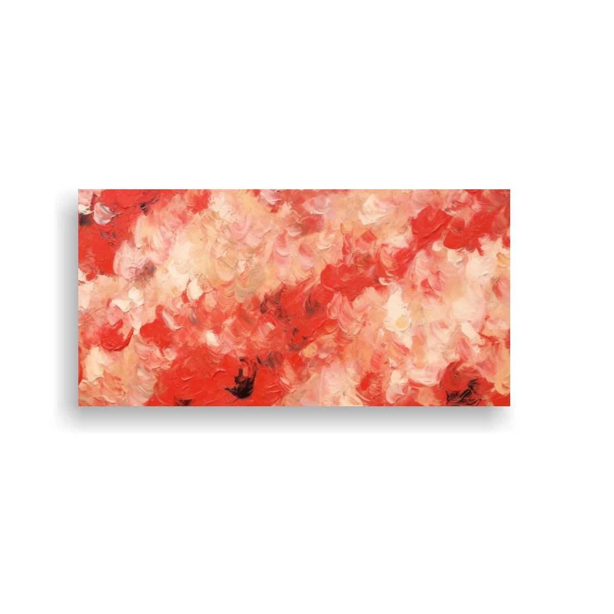 Cuadro abstracción roja con franja de pinceladas superpuestas