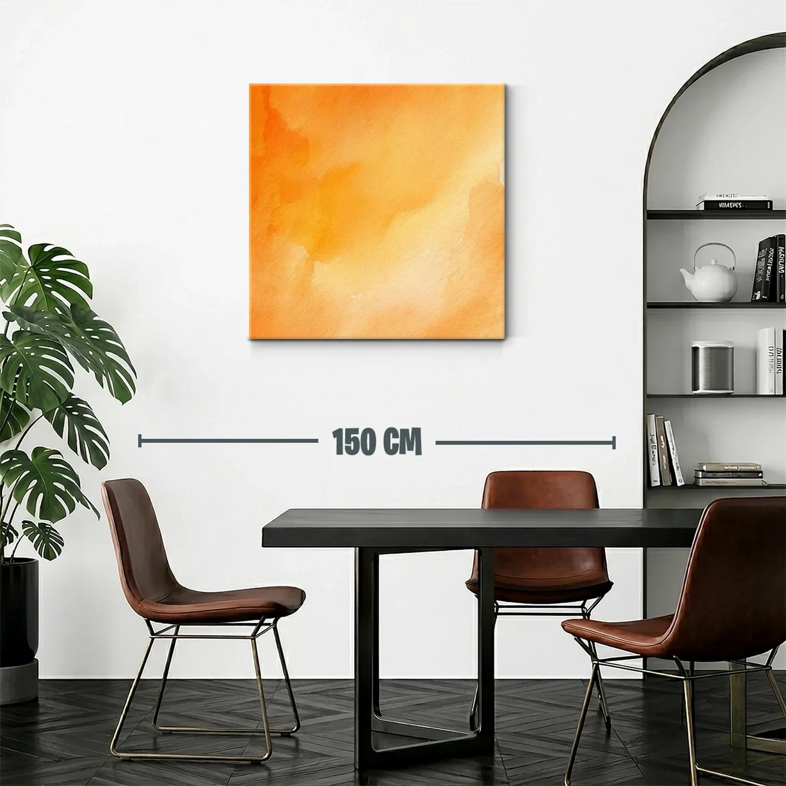 Cuadro abstracto con tonos cálidos en naranja y amarillo — miniatura 2
