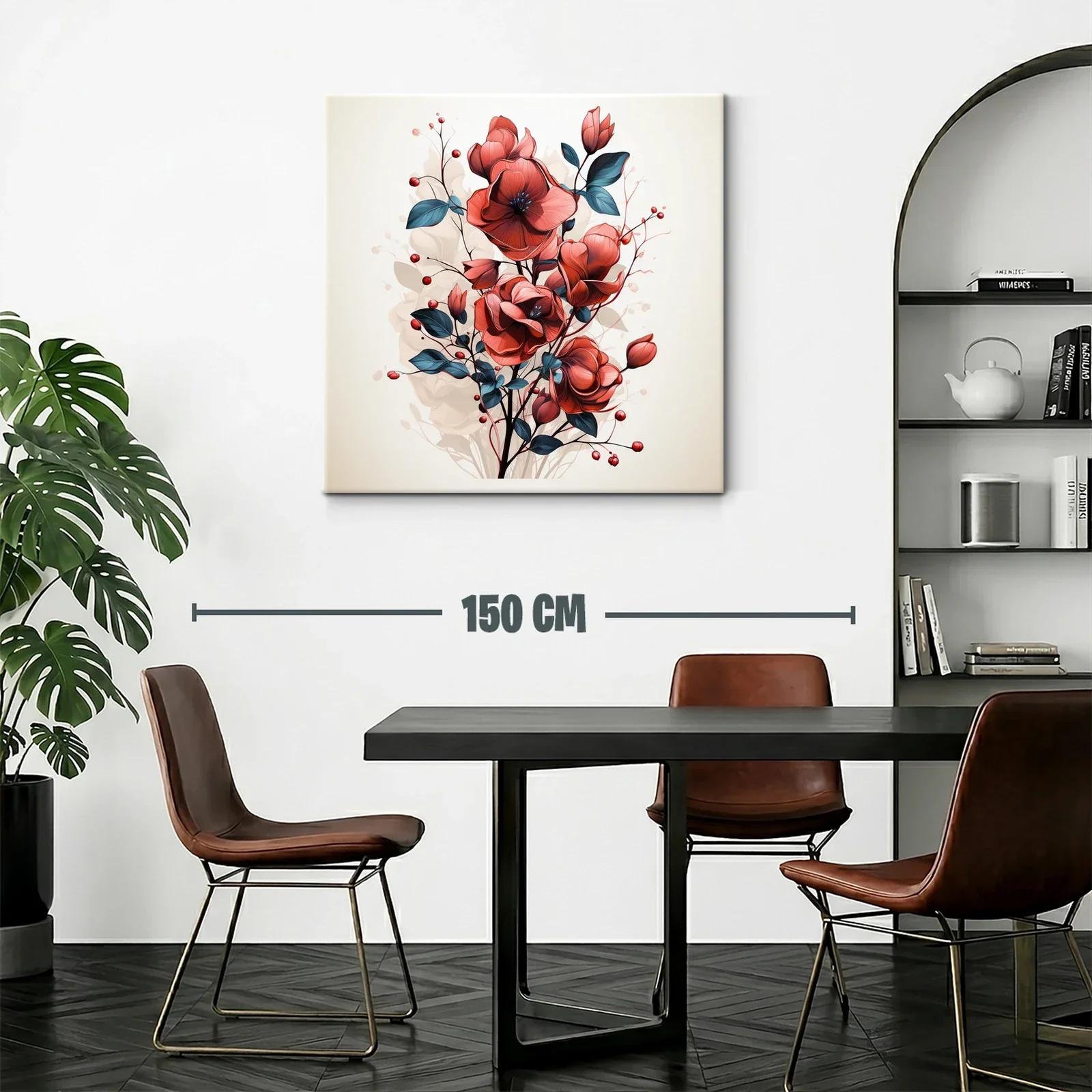 Elegante composición floral en tonos rojos y azules oscuros — miniatura 2