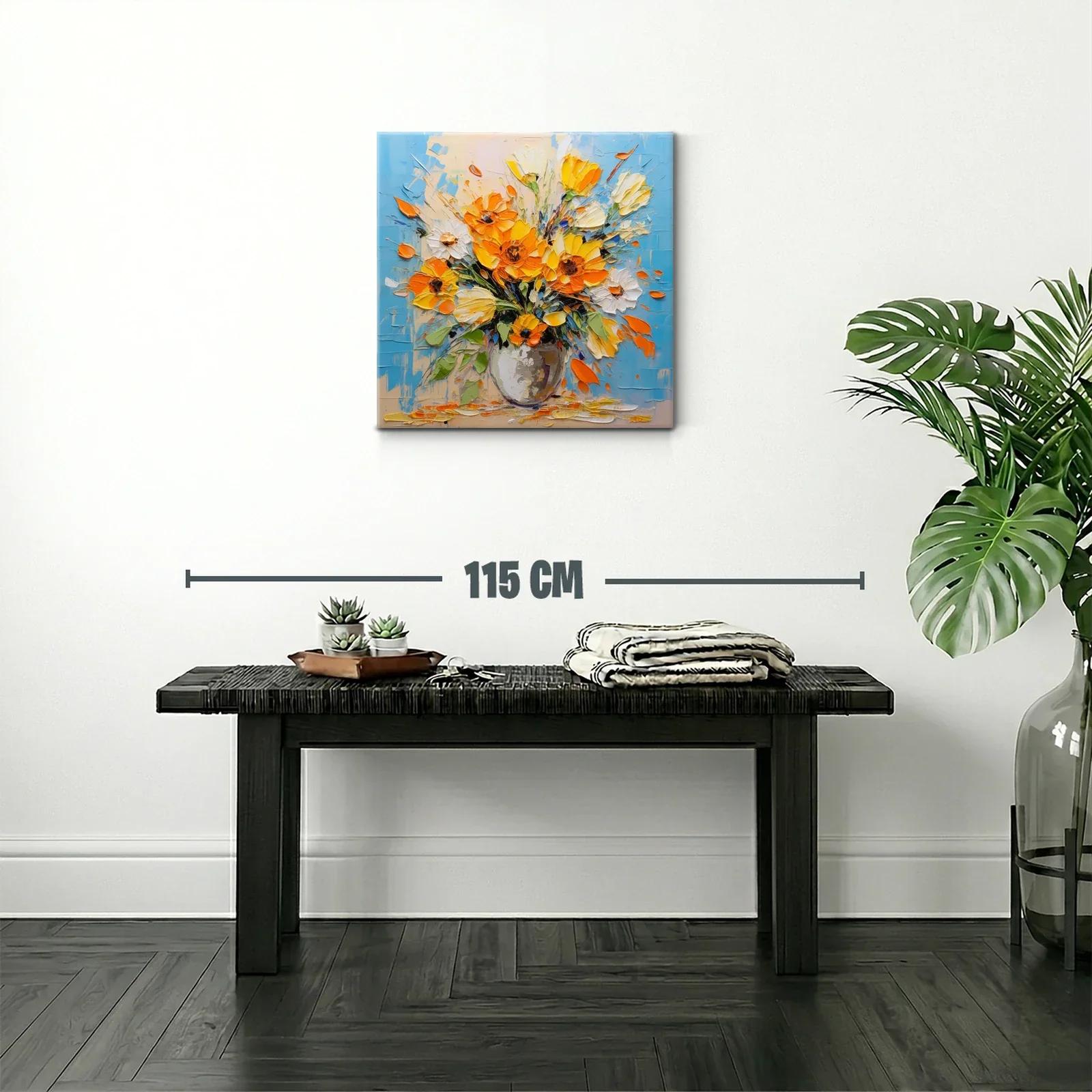 Ramo vibrante de flores amarillas y naranjas en azul — miniatura 2