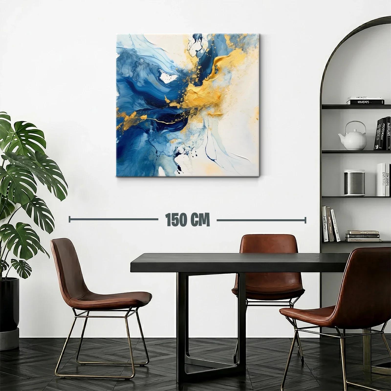 Arte abstracto con tonos azul y dorado vibrante — miniatura 2