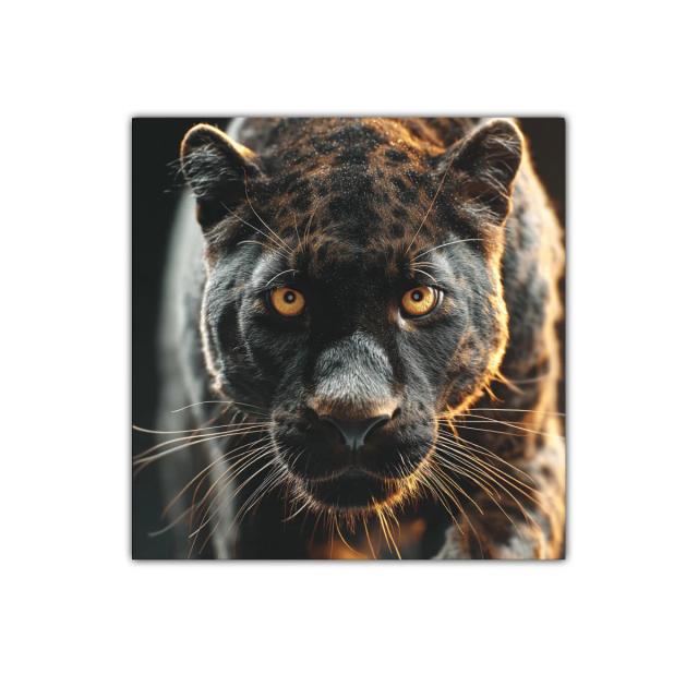 Pantera Negra en Primer Plano con Mirada Intensa