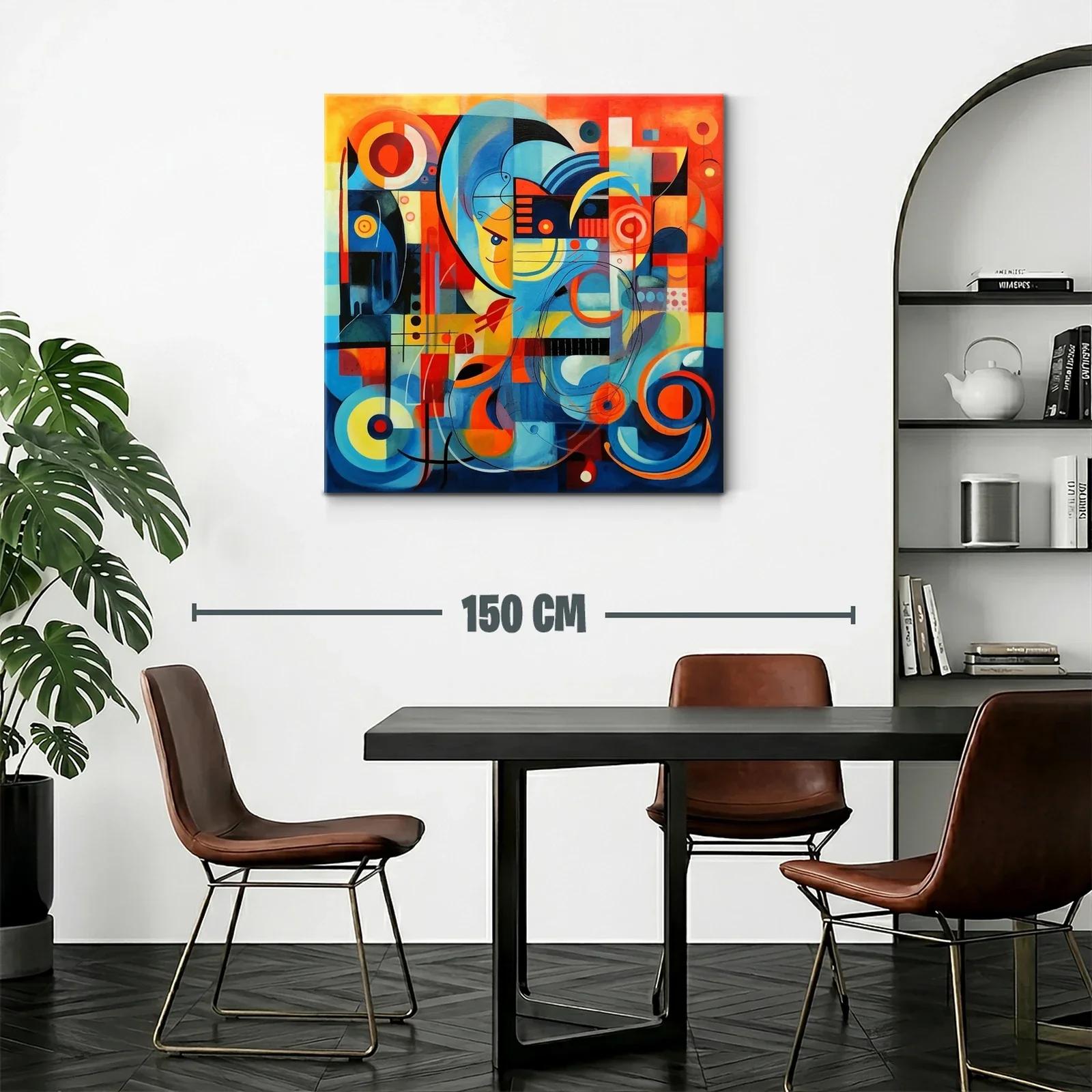 Composición abstracta vibrante con tonos cálidos y fríos — miniatura 2