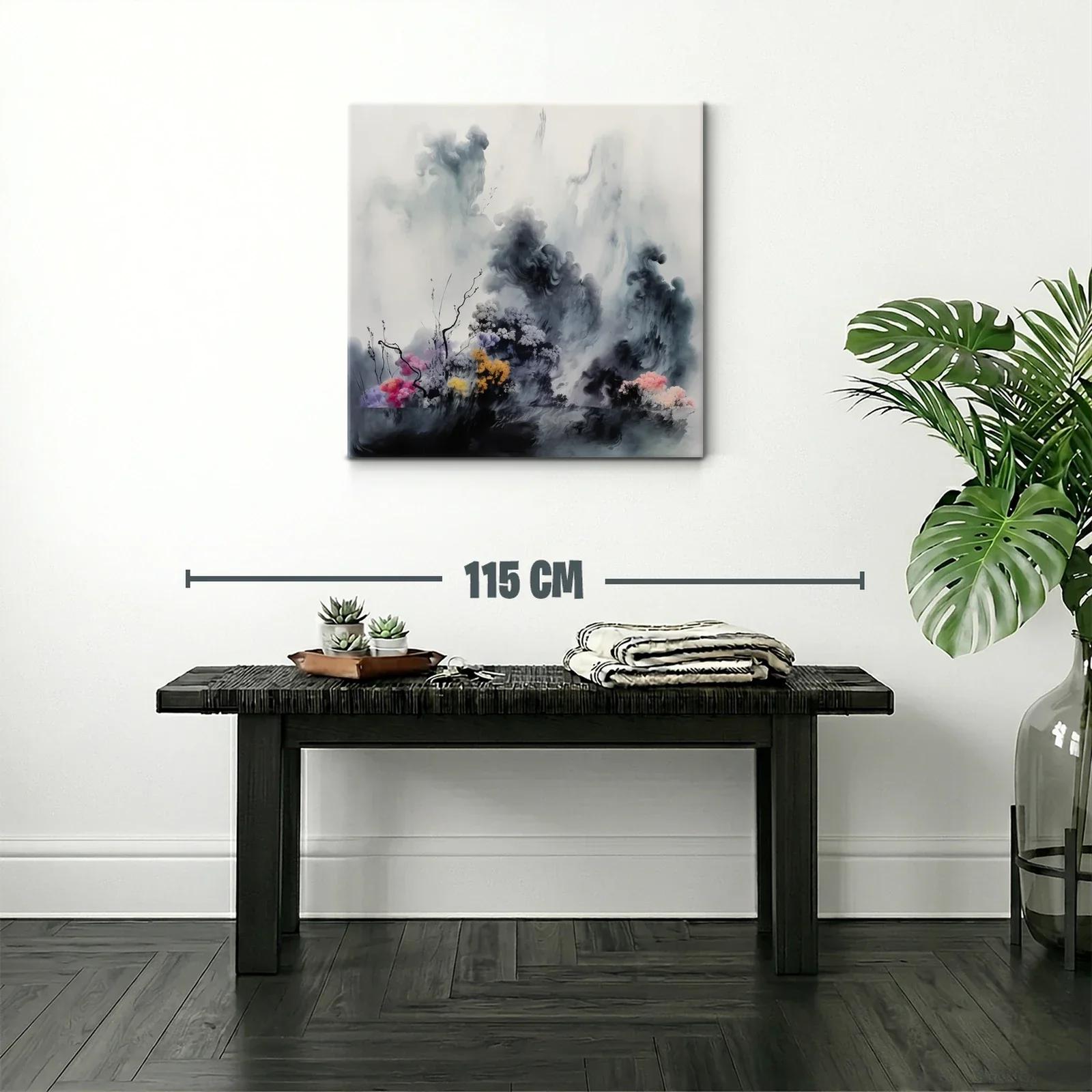 Paisaje Abstracto con Flores y Nubes en Tonos Suaves — miniatura 2