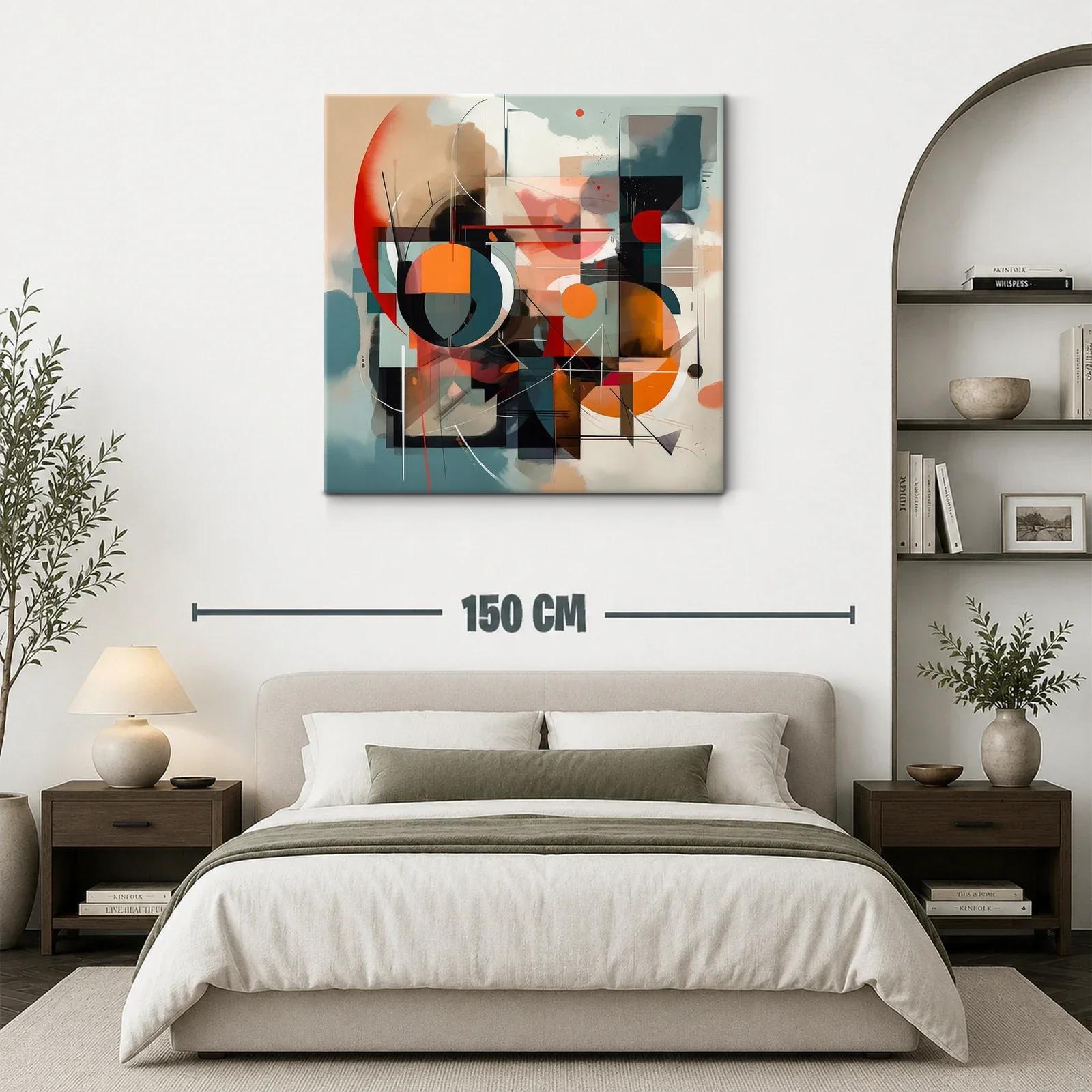Cuadro abstracto con formas geométricas y paleta cálida — miniatura 3
