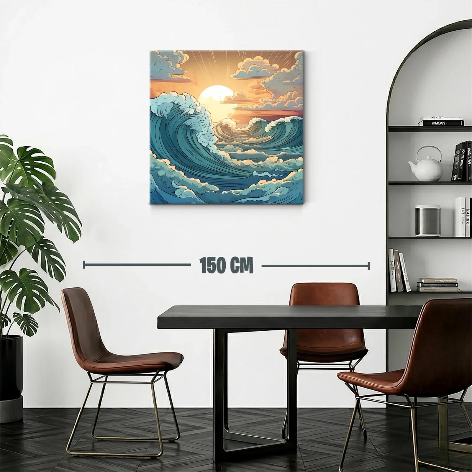 Atardecer sobre olas dinámicas en calma y movimiento — miniatura 2