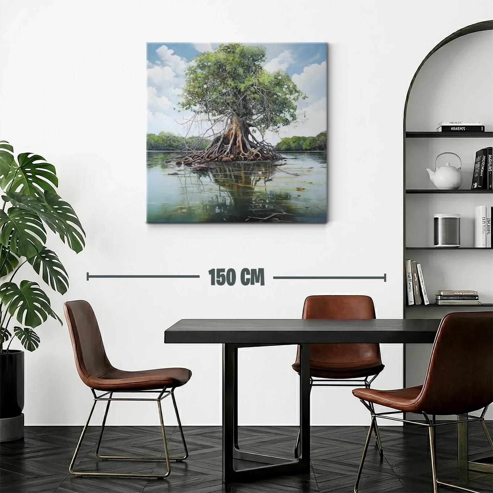 Árbol solitario con raíces expuestas en aguas tranquilas — miniatura 2