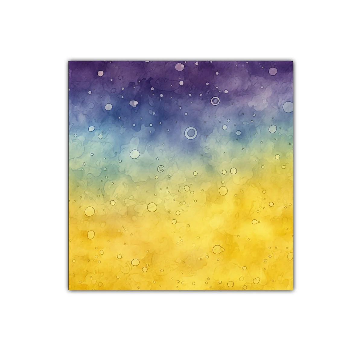 Composición abstracta en tonos morado azul y amarillo