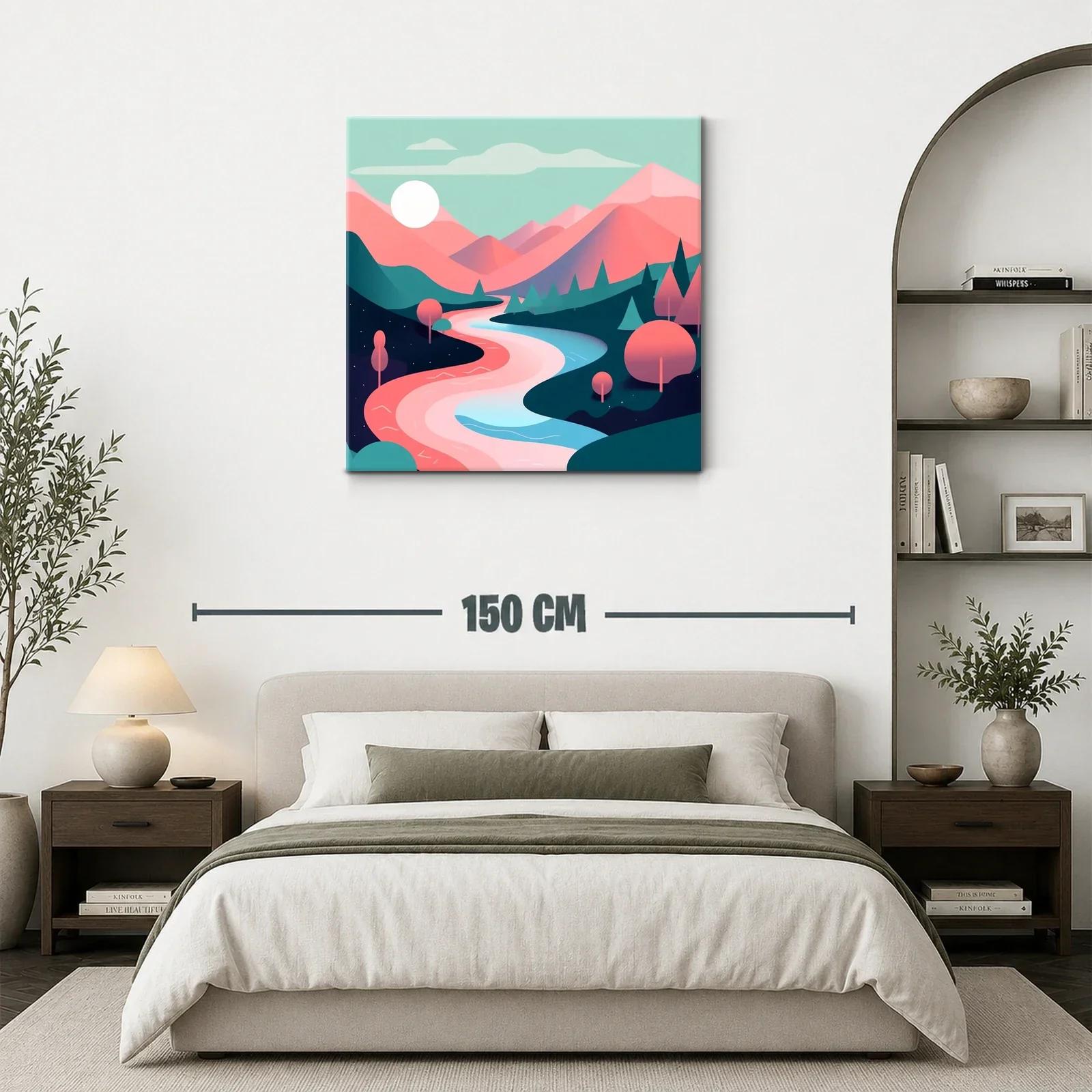 Paisaje cromático de río y montañas en tonos pastel — miniatura 3